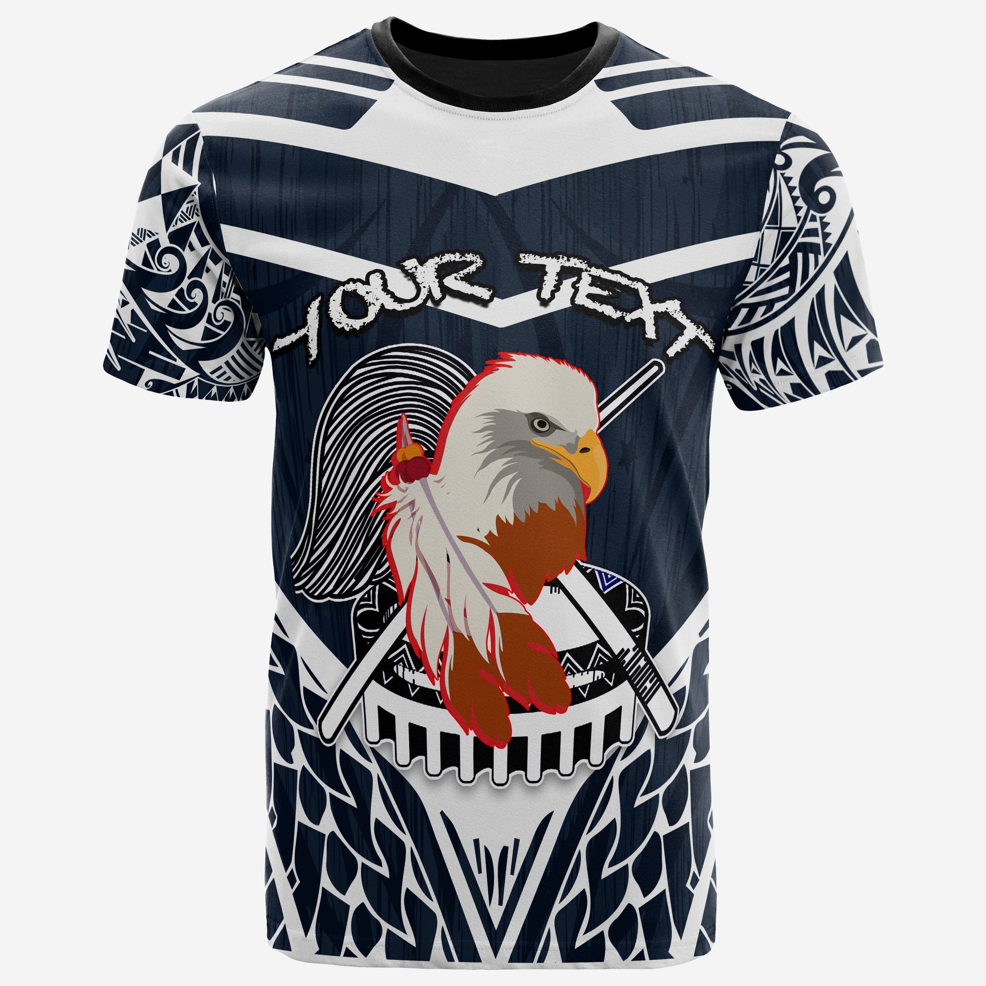 American Samoa Custom T Shirt The Eagle With Polynesian Pattern Version Black Unisex Black - Polynesian Pride