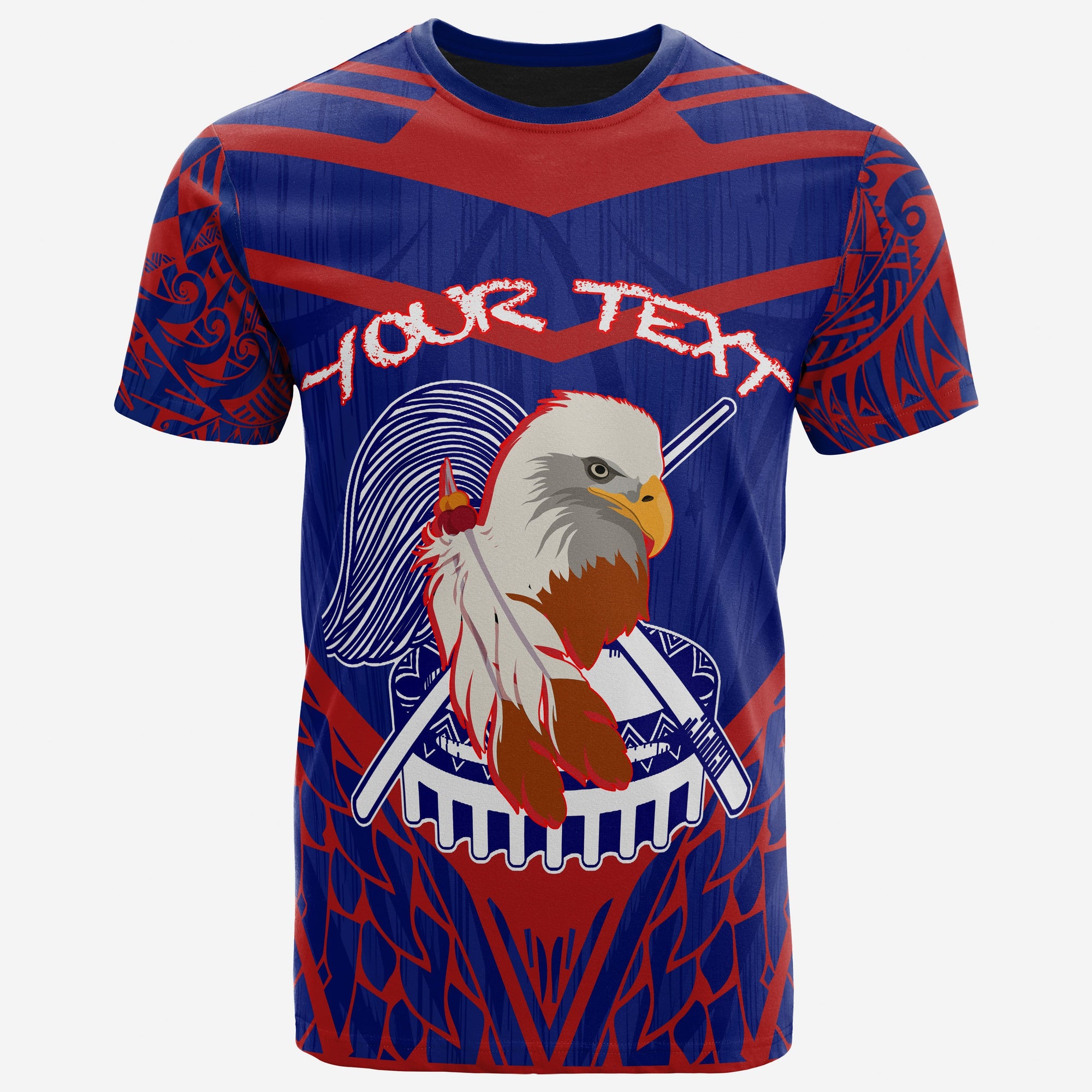 American Samoa Custom T Shirt The Eagle With Polynesian Pattern Unisex Blue - Polynesian Pride