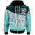 American Samoa Zip Hoodie Coconut Leaves Weave Pattern Blue Unisex Blue - Polynesian Pride