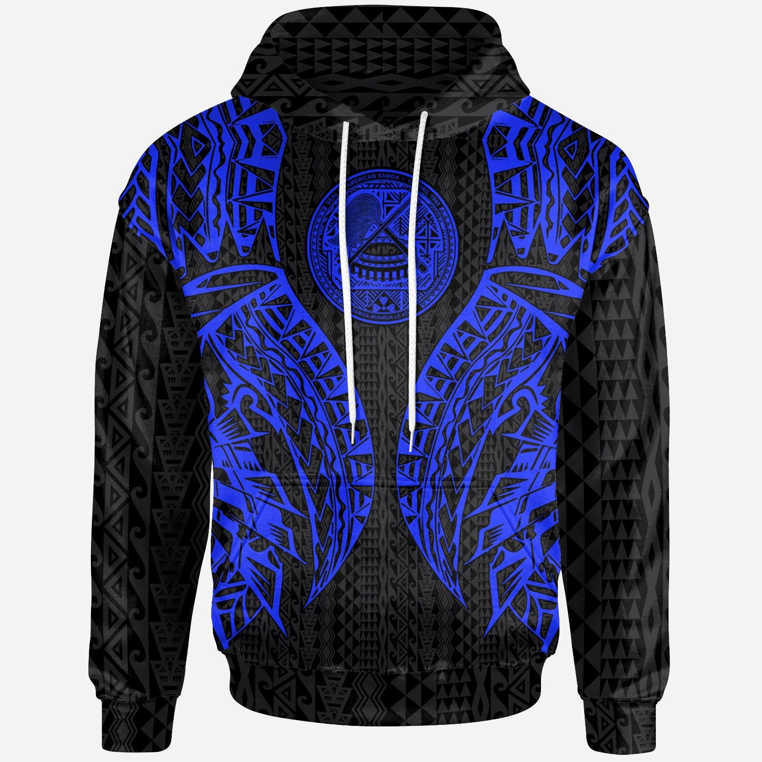 American Samoa Hoodie Polynesian Lion Head Blue Style Unisex Blue - Polynesian Pride