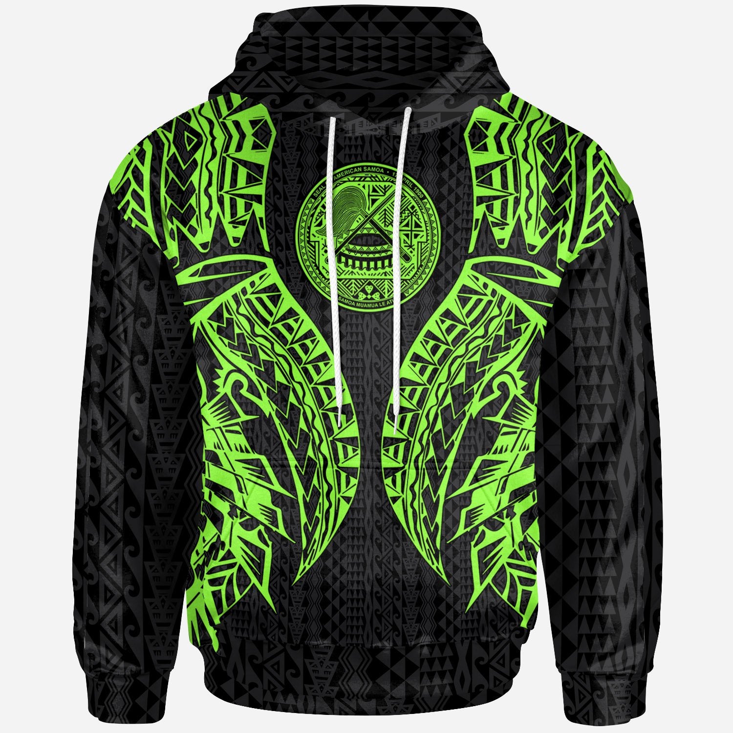 American Samoa Hoodie Polynesian Lion Head Green Style Unisex Green - Polynesian Pride