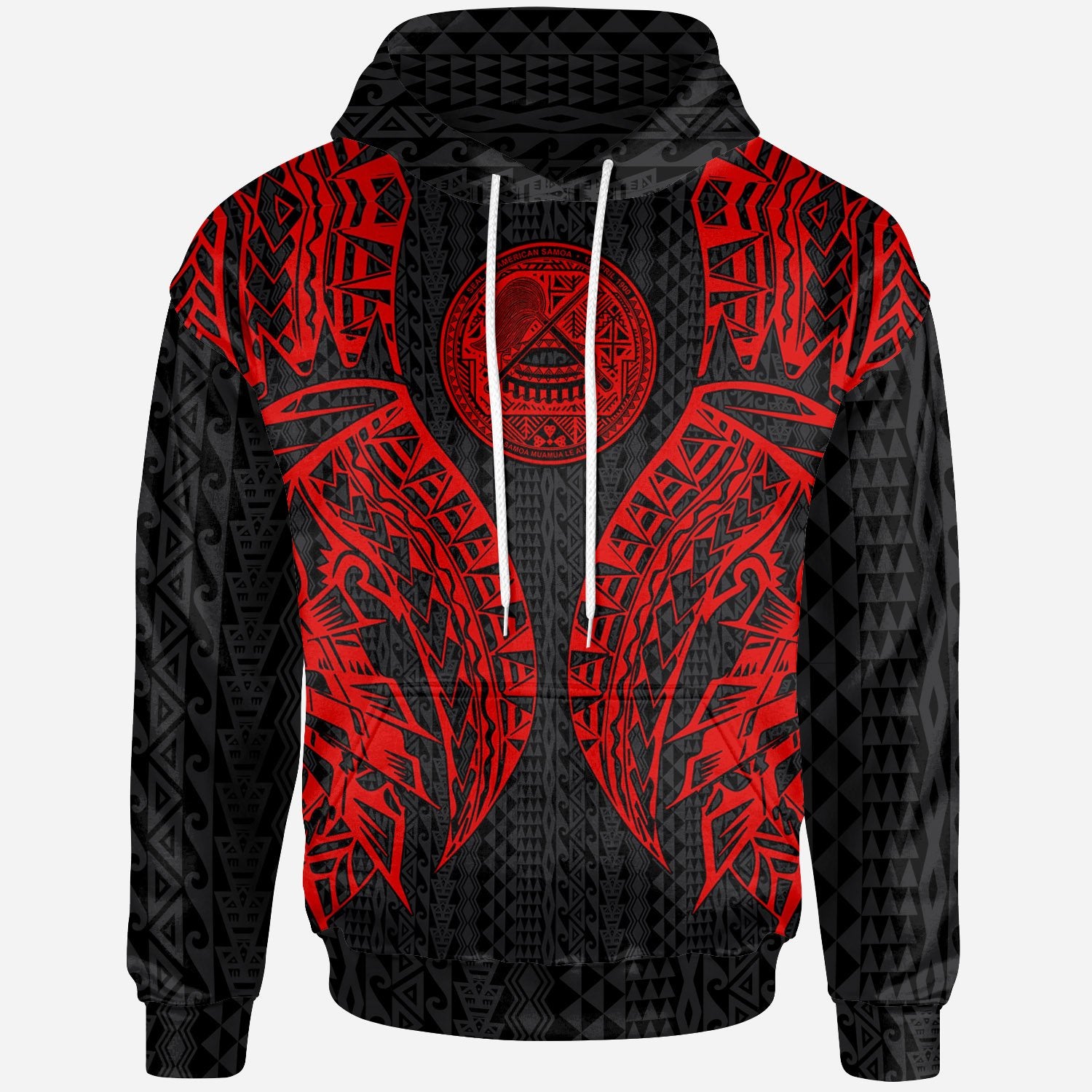 American Samoa Hoodie Polynesian Lion Head Red Style Unisex Red - Polynesian Pride