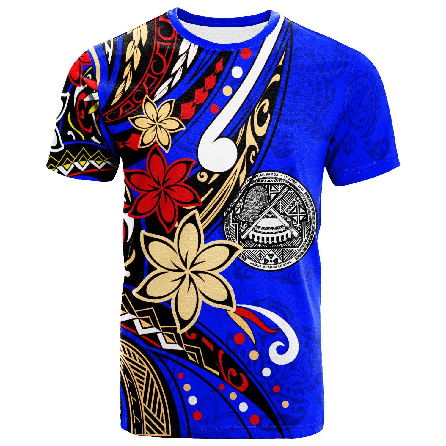 American Samoa T Shirt Tribal Flower With Special Turtles Dark Blue Color Unisex Dark Blue - Polynesian Pride