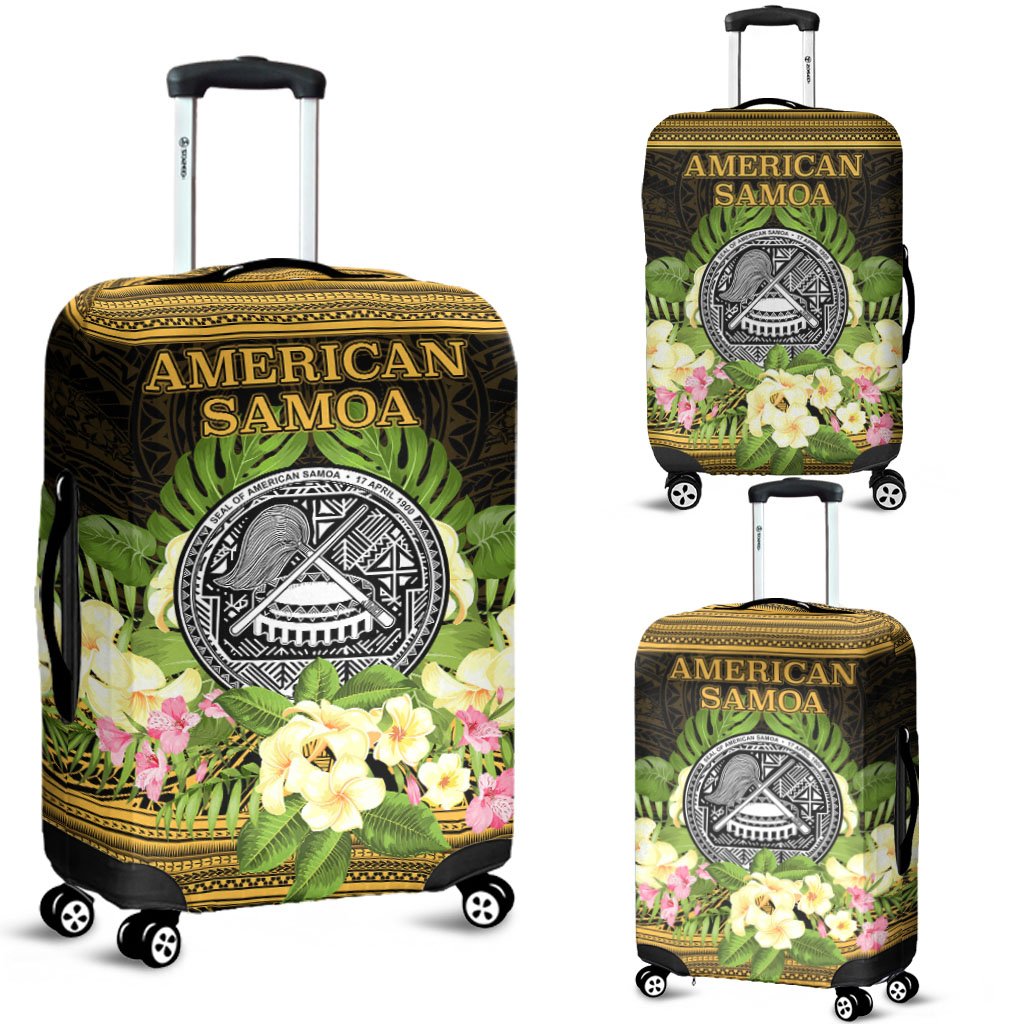 American Samoa Luggage Covers - Polynesian Gold Patterns Collection Black - Polynesian Pride