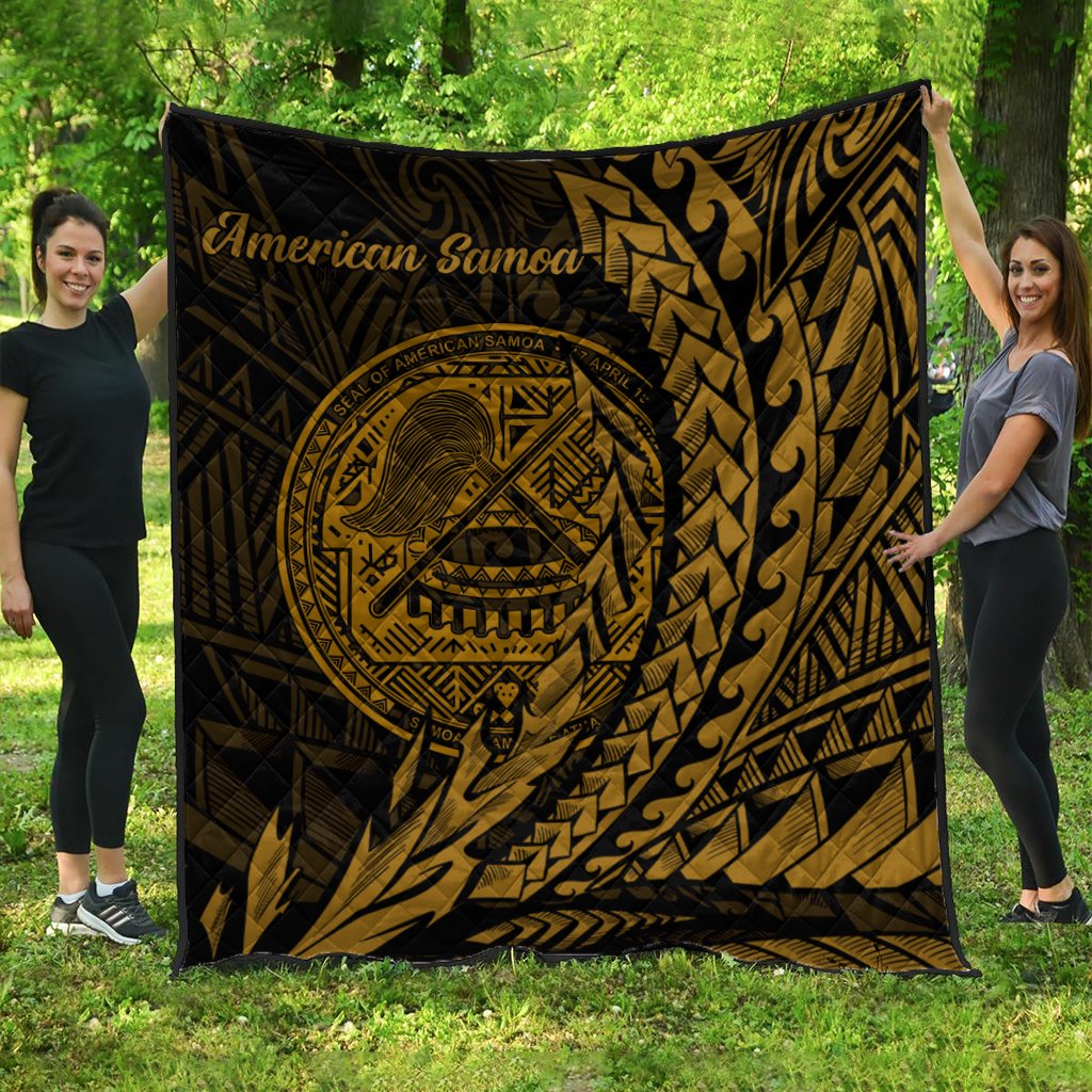 American Samoa Premium Quilt - Wings Style Black - Polynesian Pride