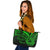 American Samoa Leather Tote - Green Color Cross Style Black - Polynesian Pride