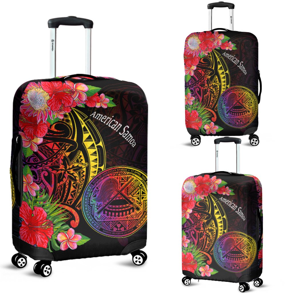 American Samoa Luggage Covers - Tropical Hippie Style Black - Polynesian Pride