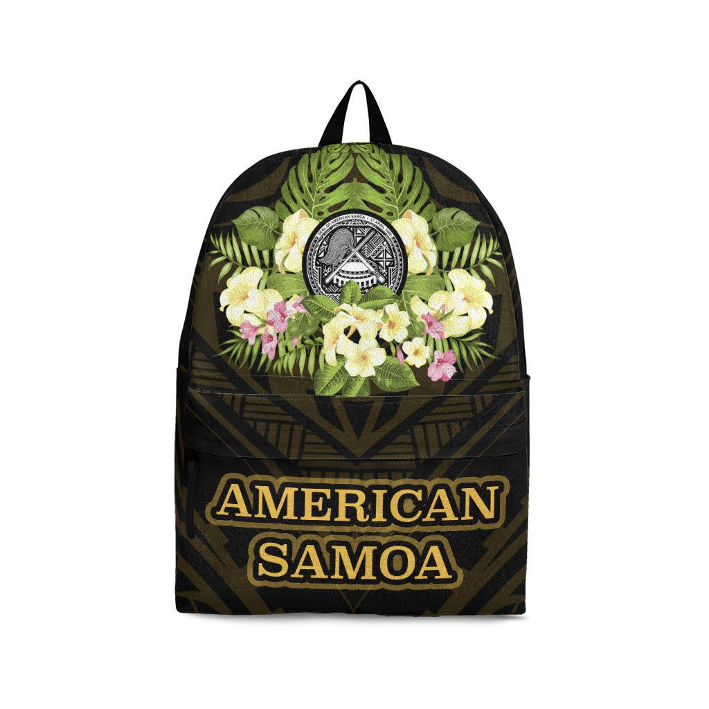 American Samoa Backpack - Polynesian Gold Patterns Collection Black - Polynesian Pride