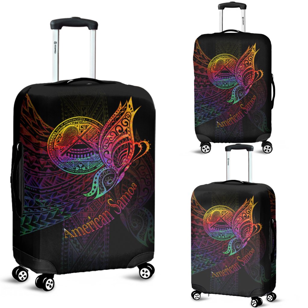 American Samoa Luggage Covers - Butterfly Polynesian Style Black - Polynesian Pride