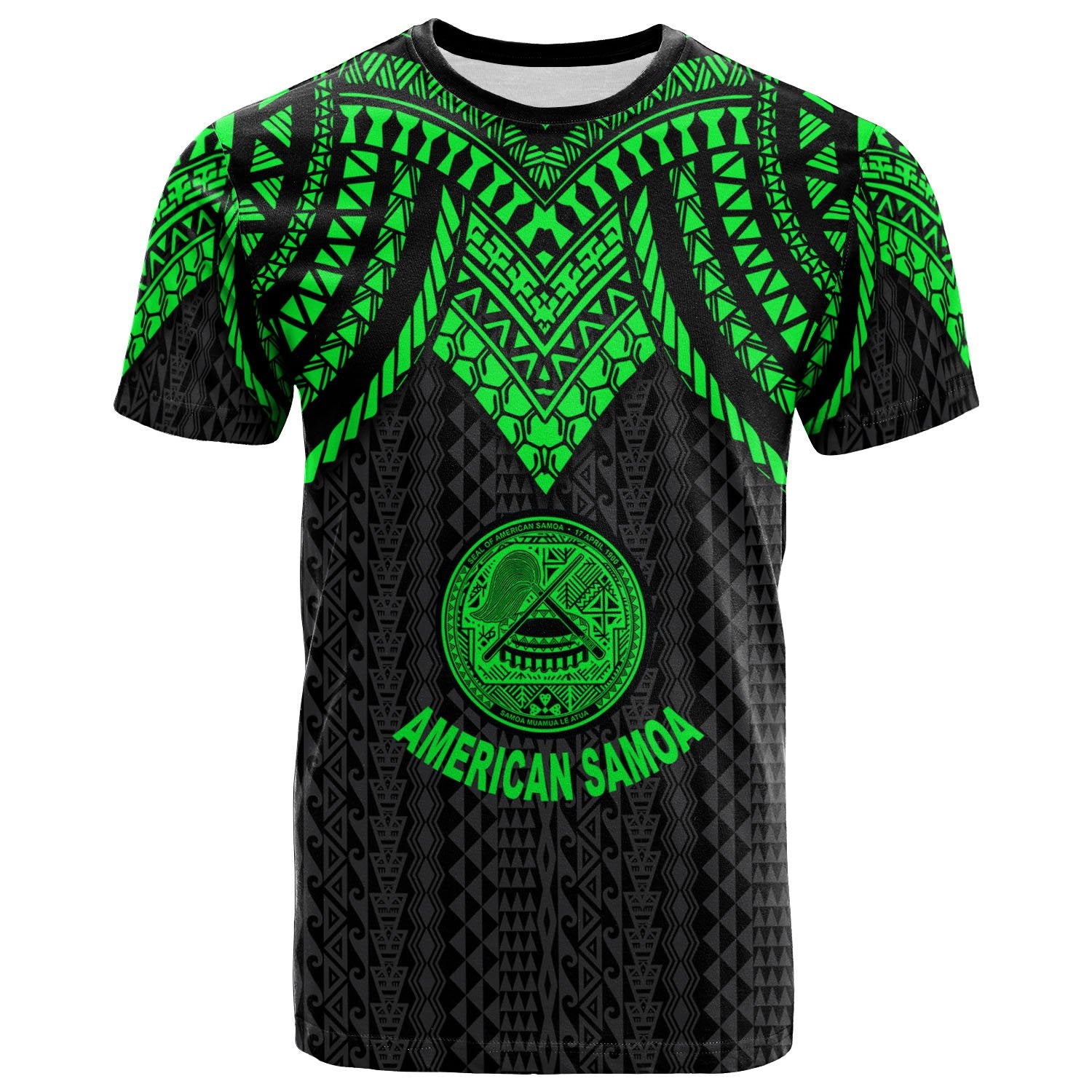 American Samoa T Shirt Polynesian Armor Style Green Unisex Art - Polynesian Pride