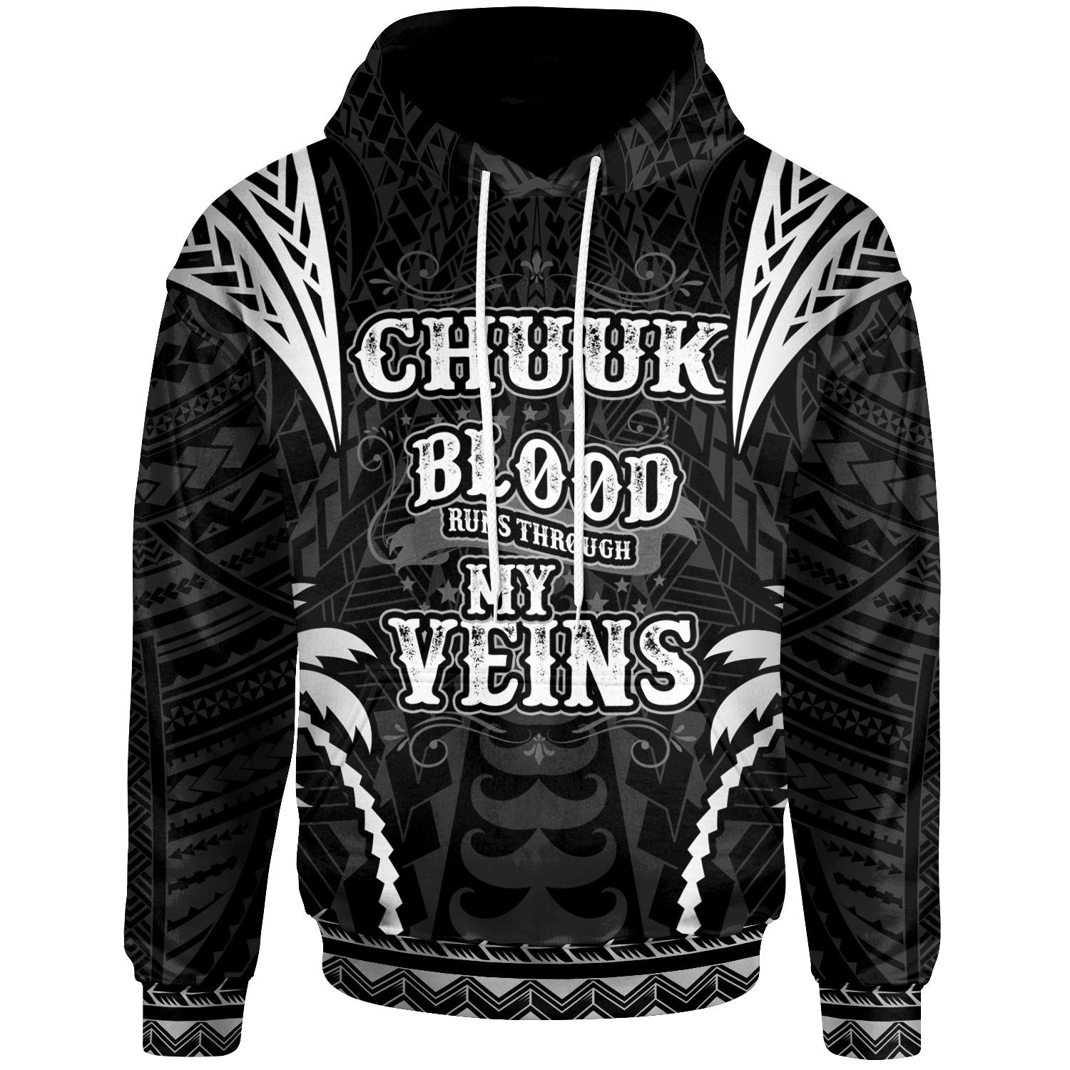 Cook Islands Hoodie Blood Runs Through My Veins Style Black Unisex Black - Polynesian Pride