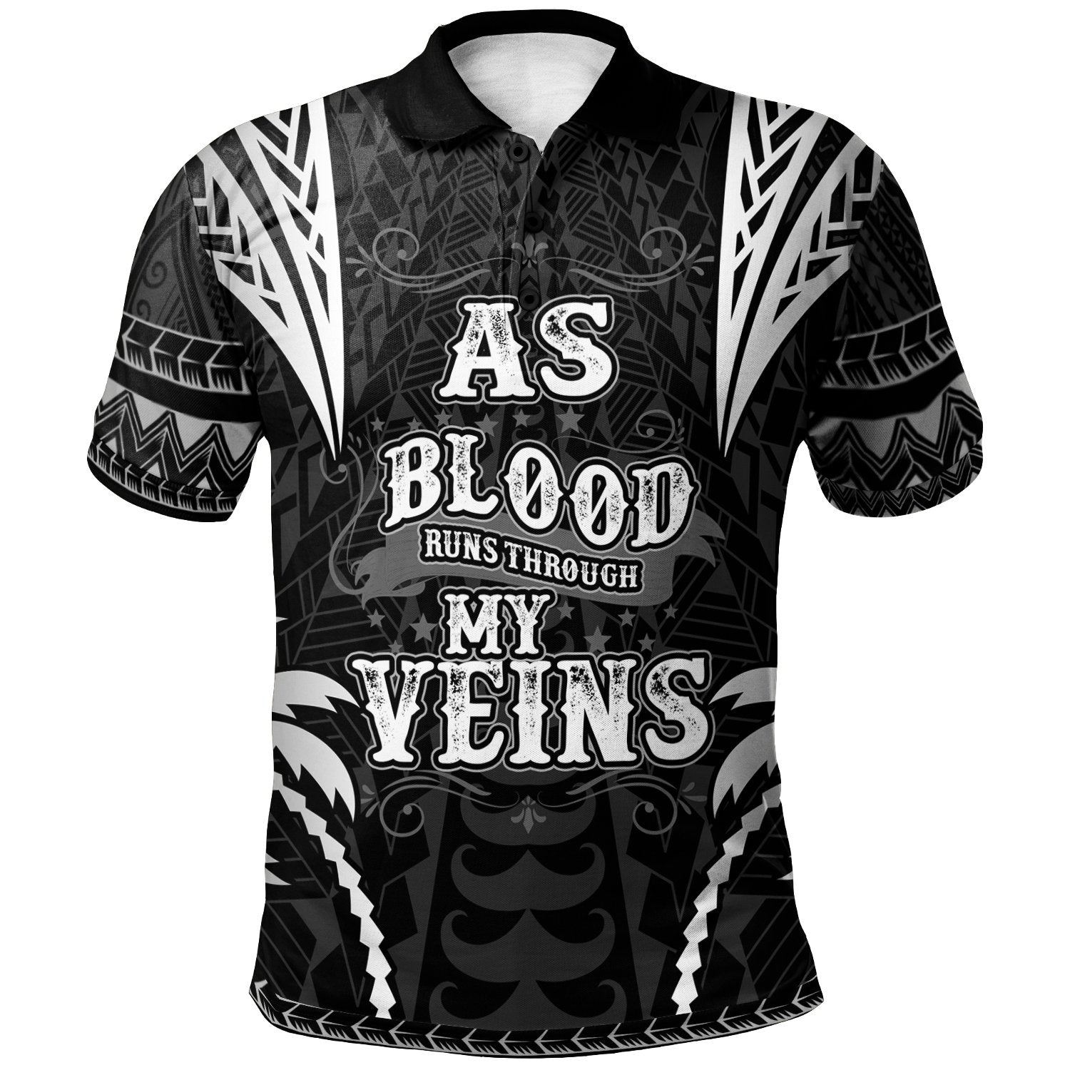 American Samoa Polo Shirt Blood Runs Through My Veins Style Black Unisex Black - Polynesian Pride