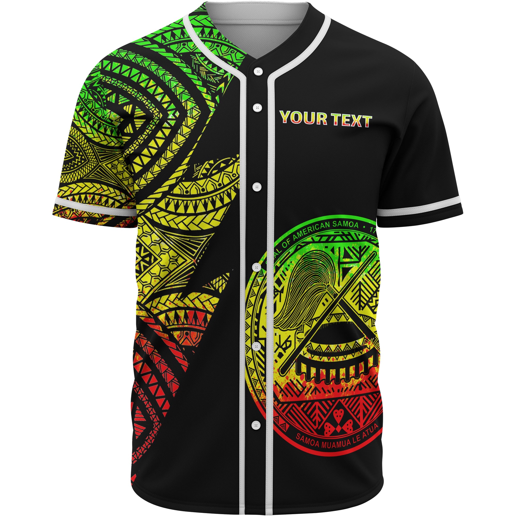 American Samoa Custom Personalized Baseball Shirt - Flash Style Reggae Unisex Reggae - Polynesian Pride