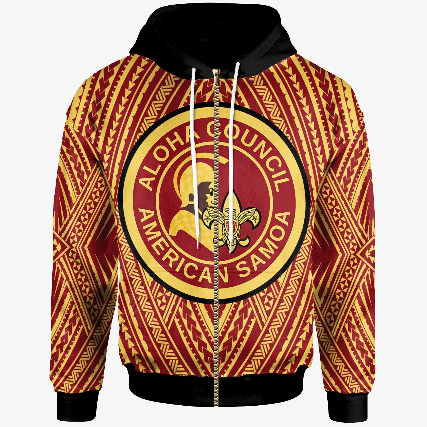 American Samoa Zip Hoodie Scouting in the American Samoa Unisex Red - Polynesian Pride