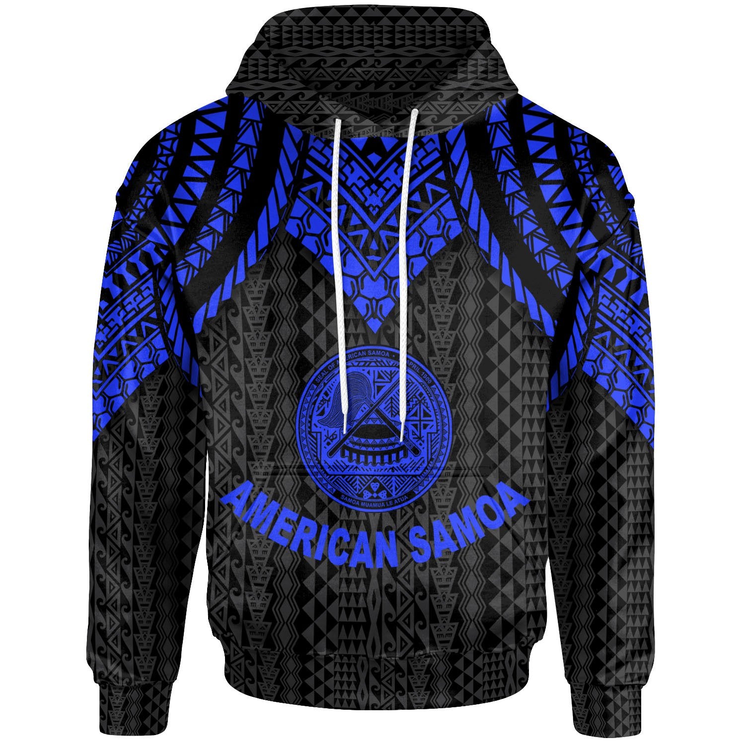 American Samoa Hoodie Polynesian Armor Style Blue Unisex Blue - Polynesian Pride