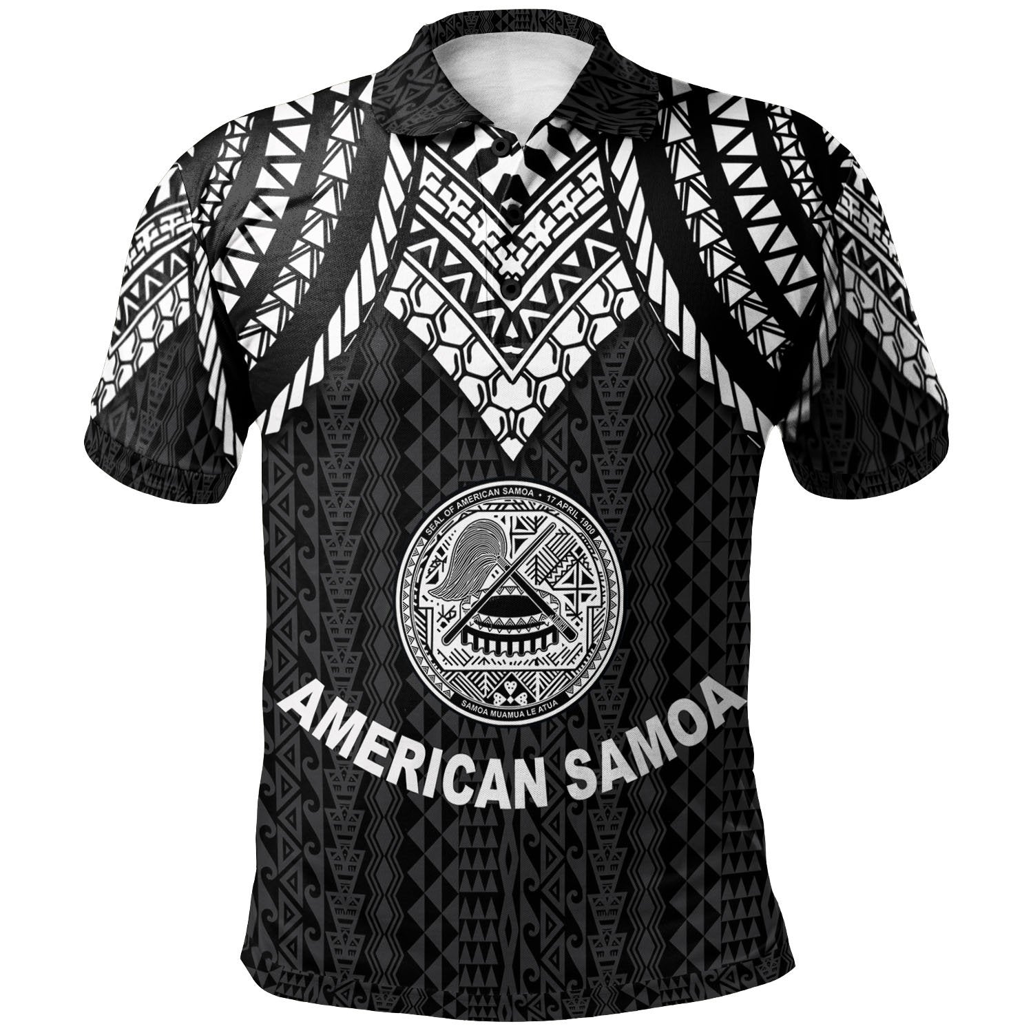 American Samoa Polo Shirt Polynesian Armor Style Black Unisex Black - Polynesian Pride