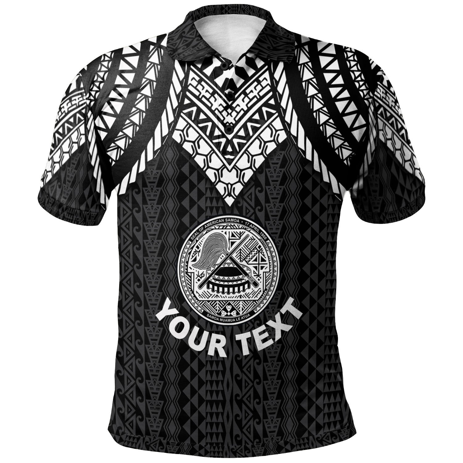 American Samoa Custom Polo Shirt Polynesian Armor Style Black Unisex Black - Polynesian Pride