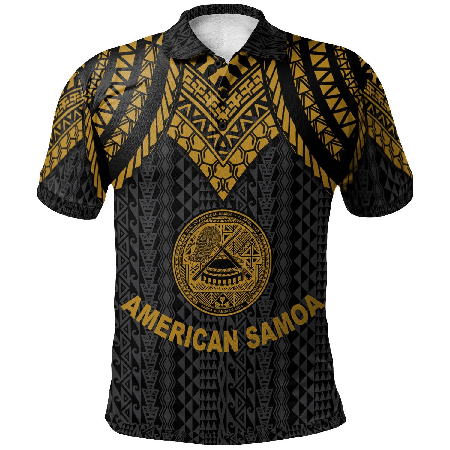 American Samoa Polo Shirt Polynesian Armor Style Gold Unisex Gold - Polynesian Pride