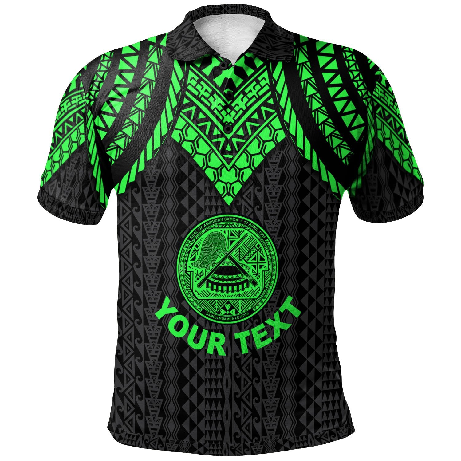 American Samoa Custom Polo Shirt Polynesian Armor Style Green Unisex Green - Polynesian Pride