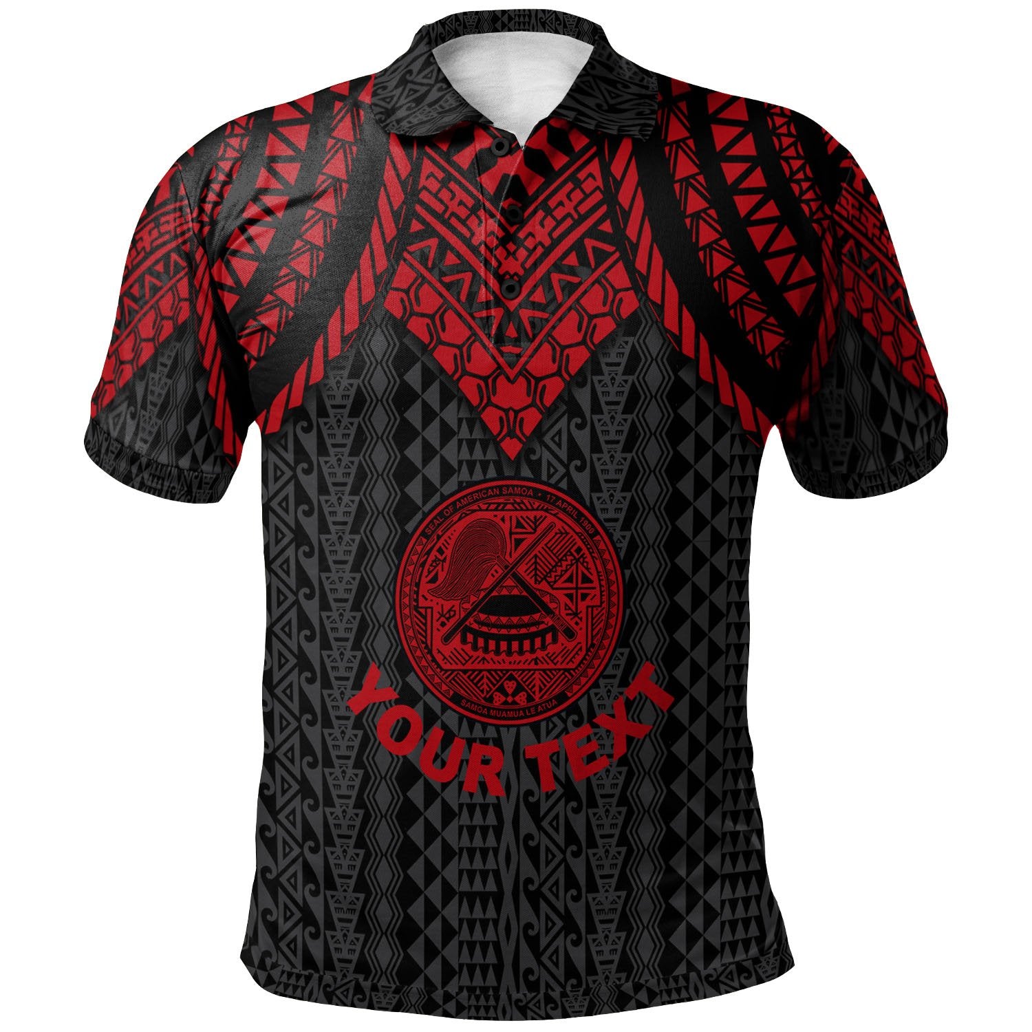 American Samoa Custom Polo Shirt Polynesian Armor Style Red Unisex Red - Polynesian Pride