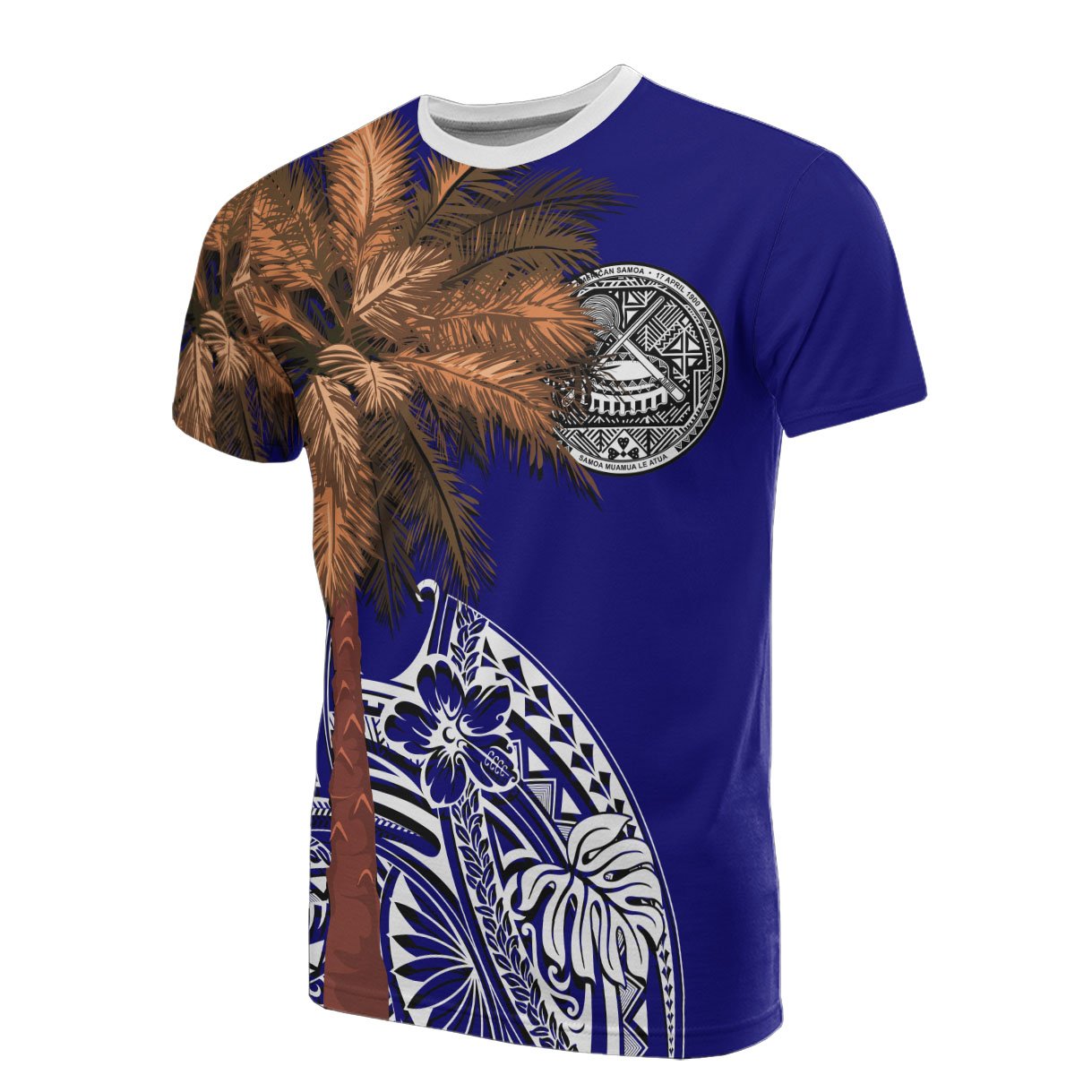 American Samoa T Shirt Polynesian Palm Tree Flag Unisex Blue - Polynesian Pride