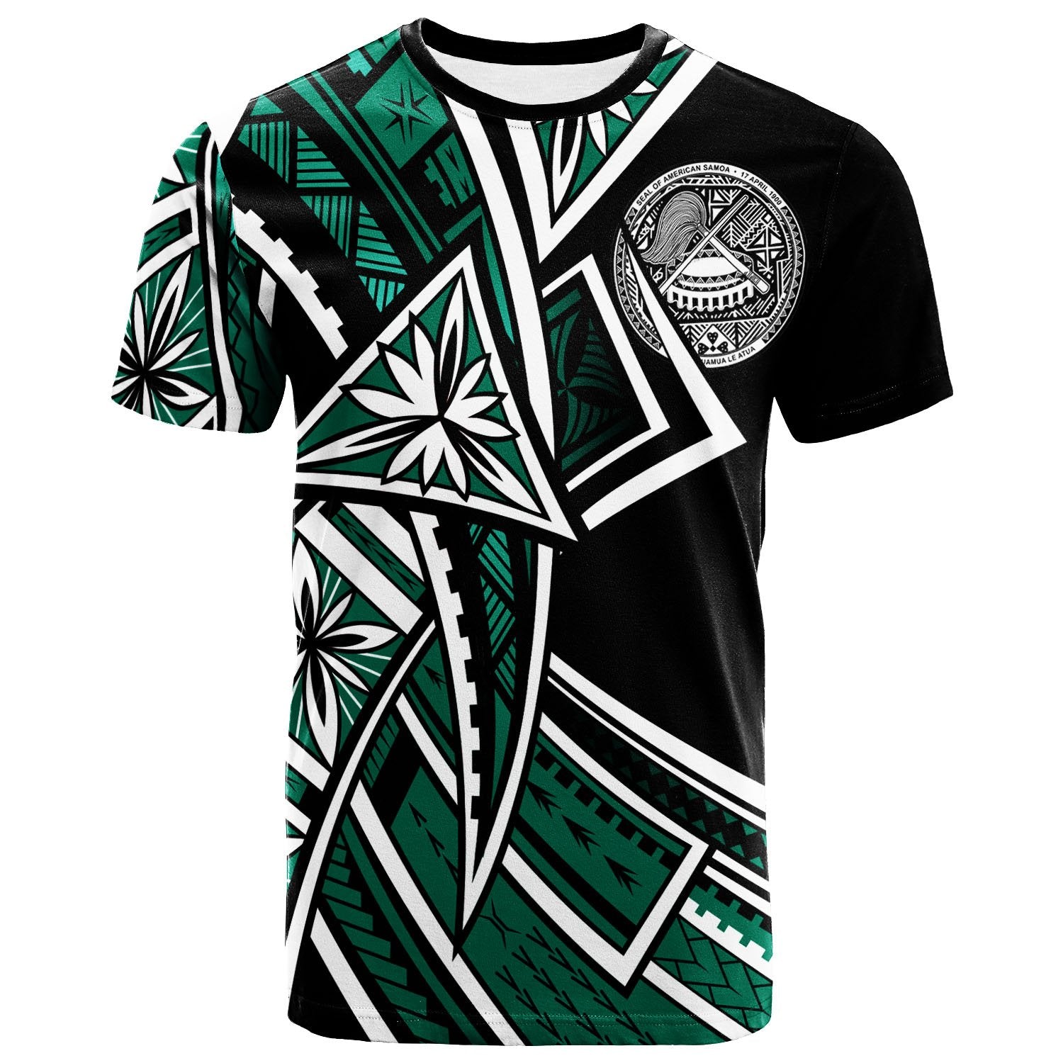 American Samoa T Shirt Tribal Flower Special Pattern Green Color Unisex Green - Polynesian Pride