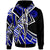 American Samoa Zip Hoodie Tribal Flower Special Pattern Blue Color Unisex BLue - Polynesian Pride