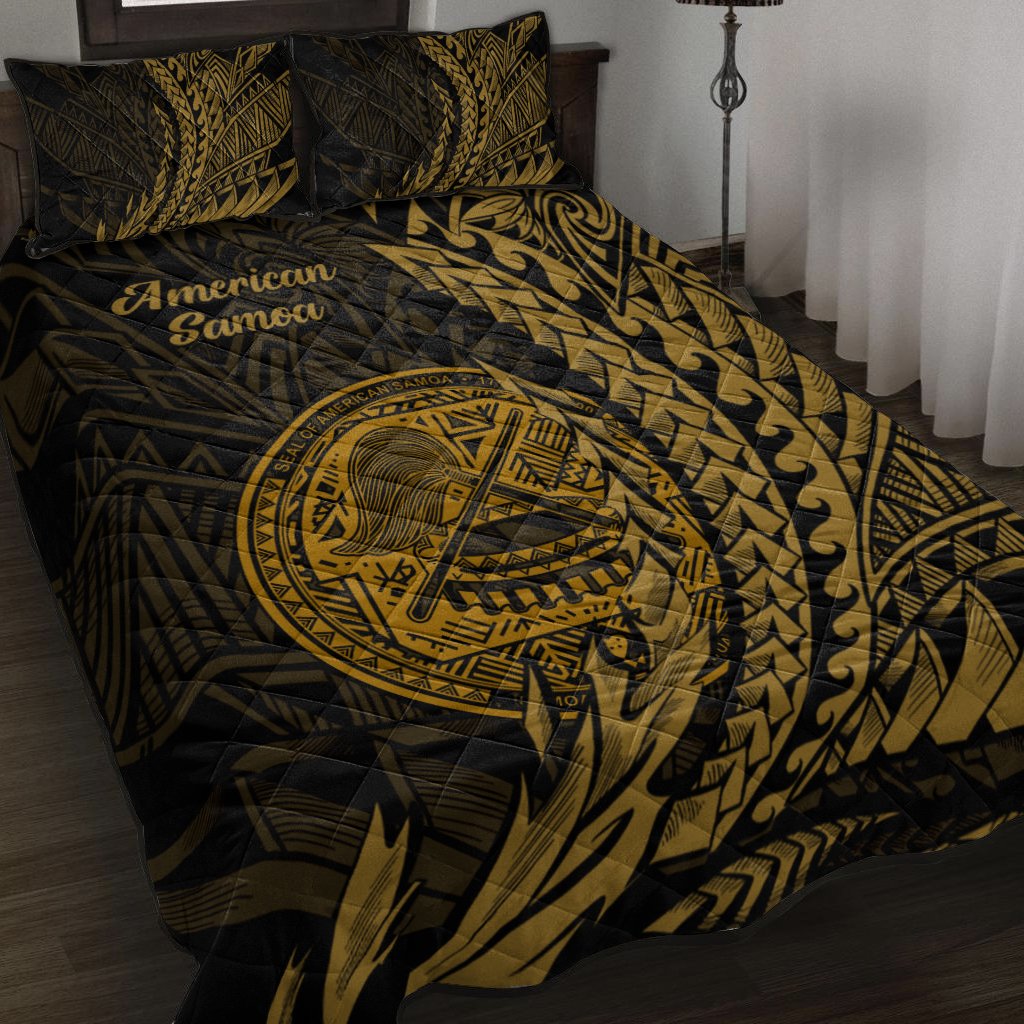 American Samoa Quilt Bed Set - Wings Style Black - Polynesian Pride