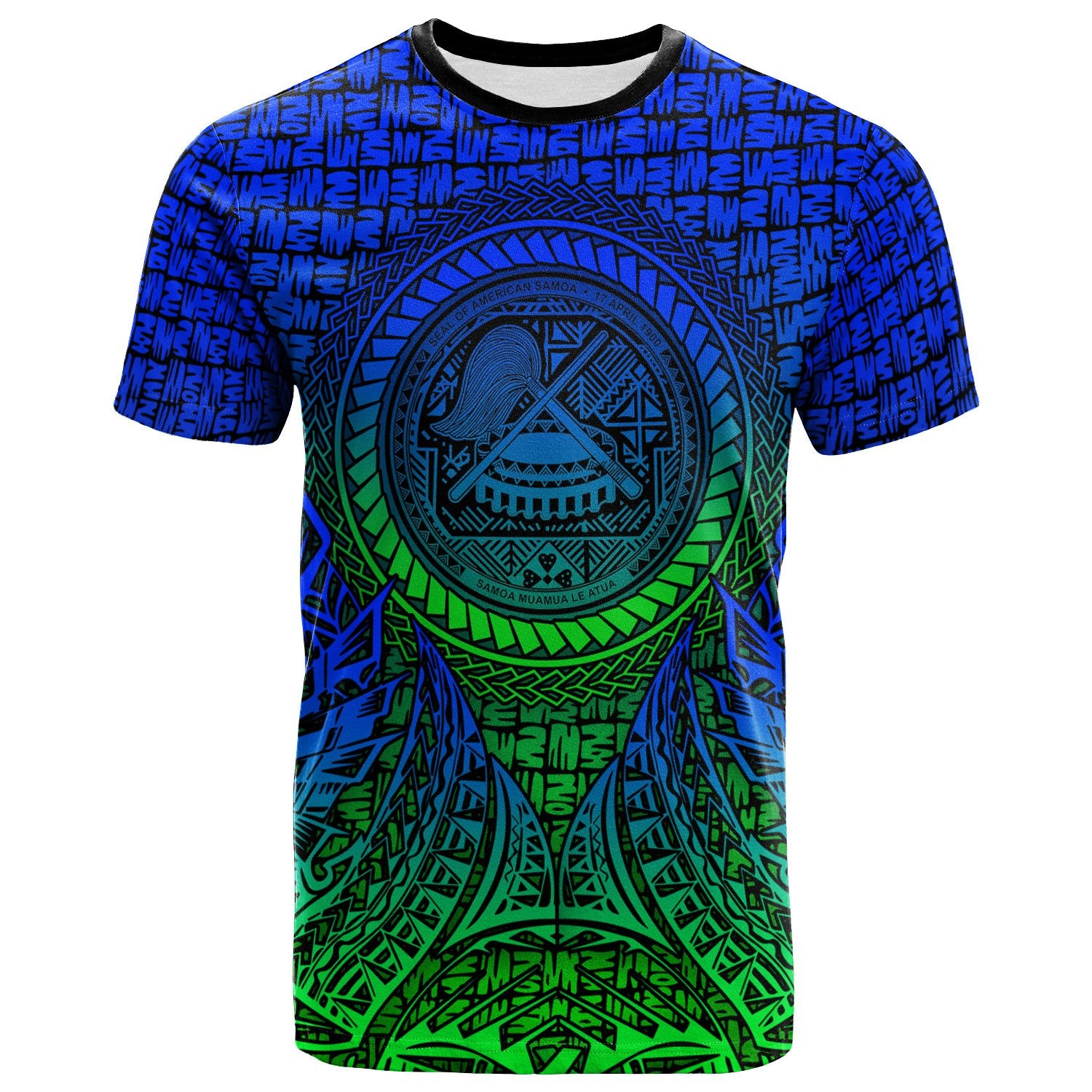 American Samoa T Shirt Circle Pattern Blue Unisex Blue - Polynesian Pride