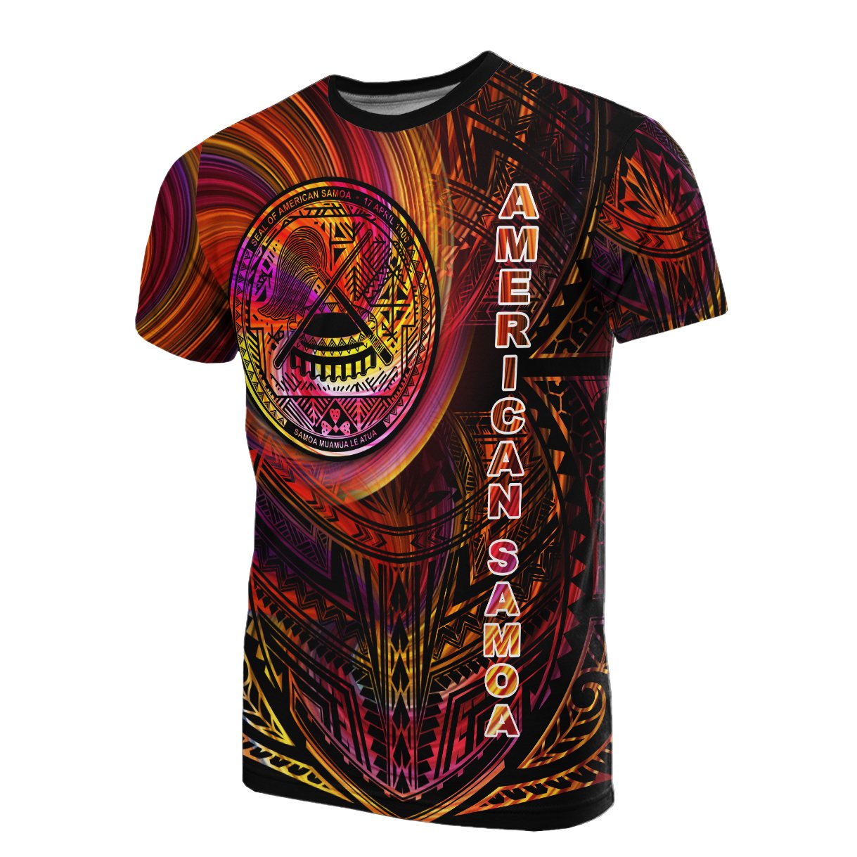 American Samoa T Shirt Polynesian Abstract Style Unisex Black - Polynesian Pride