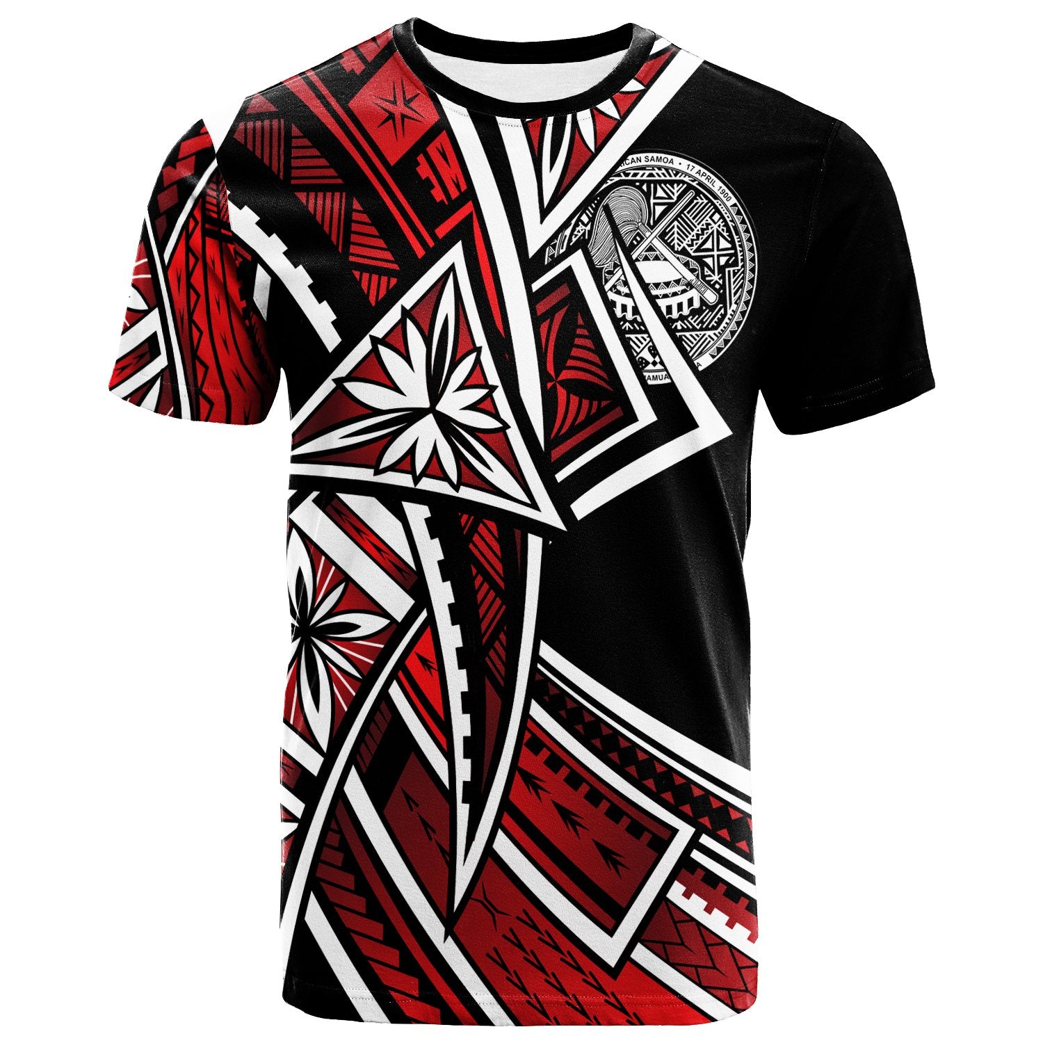 American Samoa T Shirt Tribal Flower Special Pattern Red Color Unisex Red - Polynesian Pride