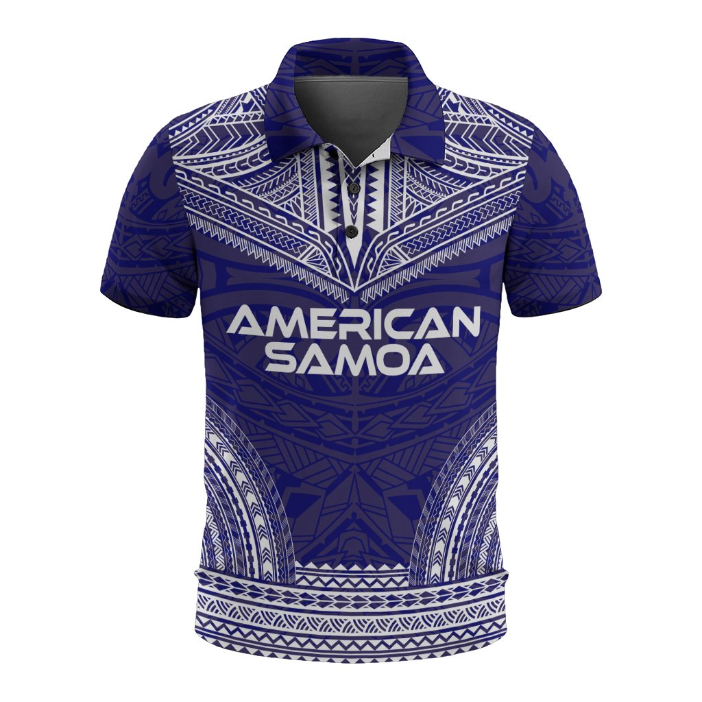 American Samoa Polo Shirt Amerika Samoa Seal Polynesian Chief Tattoo Flag Version Unisex White - Polynesian Pride