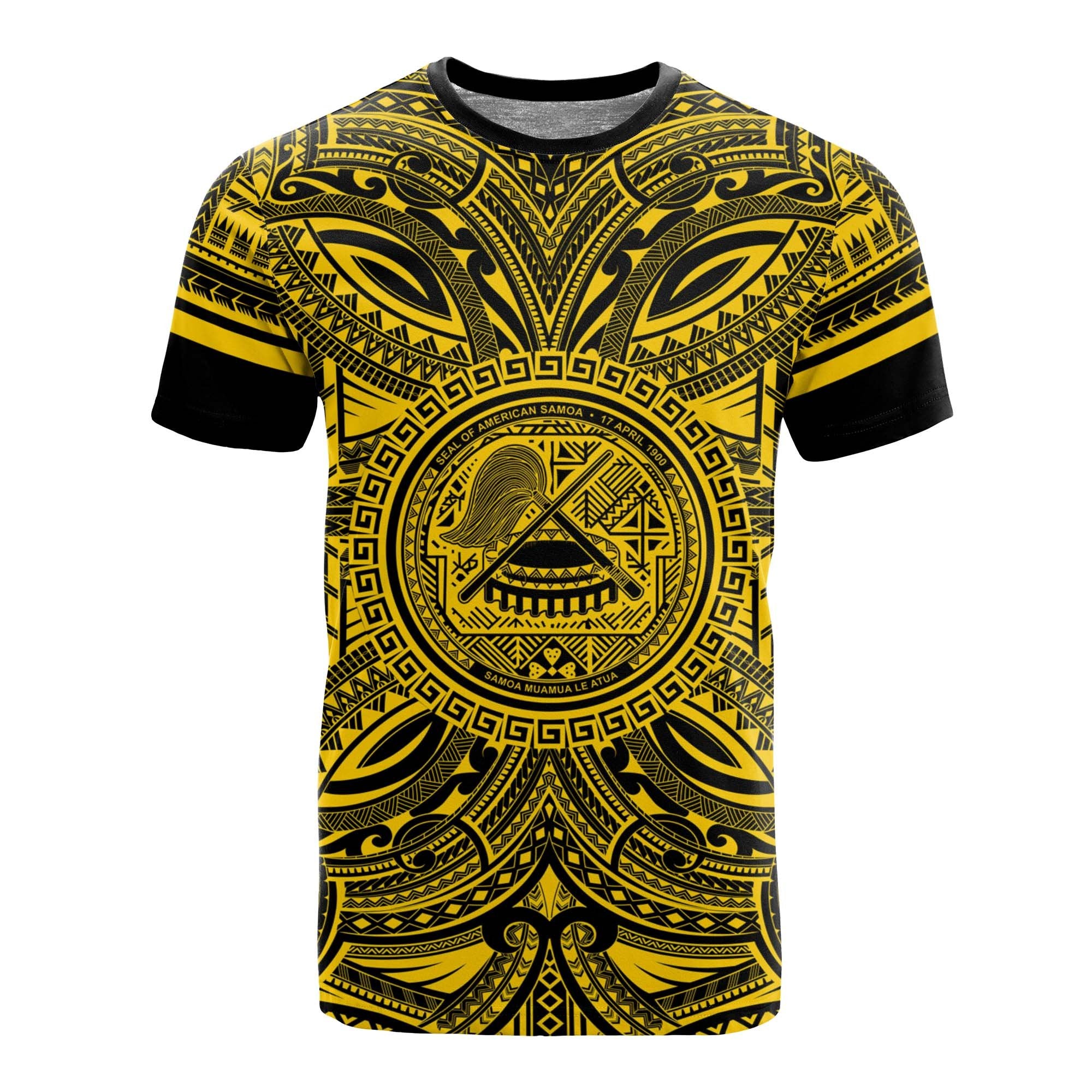 American Samoa T Shirt American Samoan Coat of Arms Polynesian Gold Black Unisex Gold - Polynesian Pride