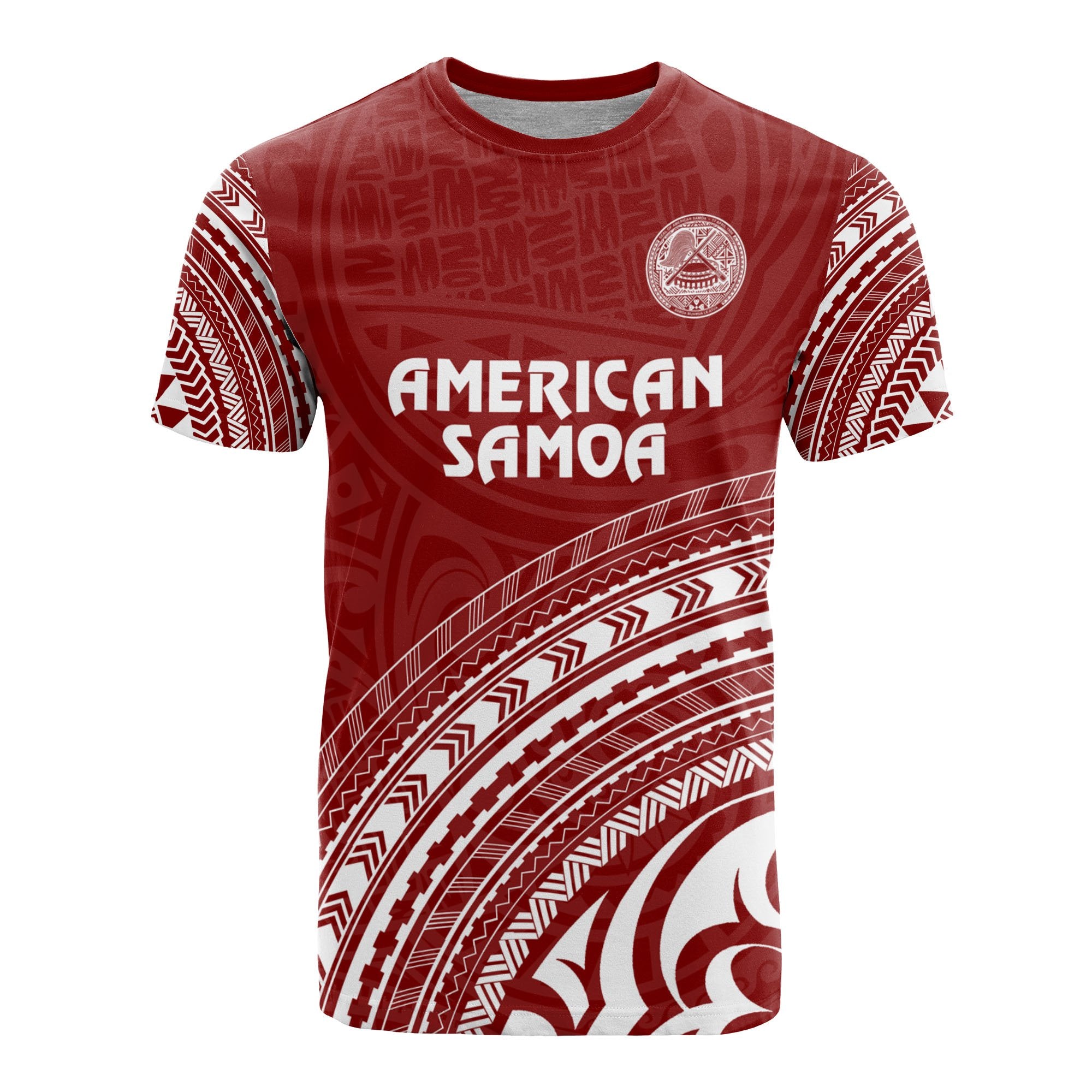 American Samoa All Over T Shirt American Samoan Coat of Arms Polynesian Tribal Red Version Unisex Red - Polynesian Pride