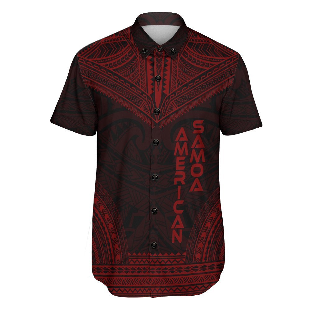 American Samoa Polynesian Chief Shirt - Red Version Men Red - Polynesian Pride