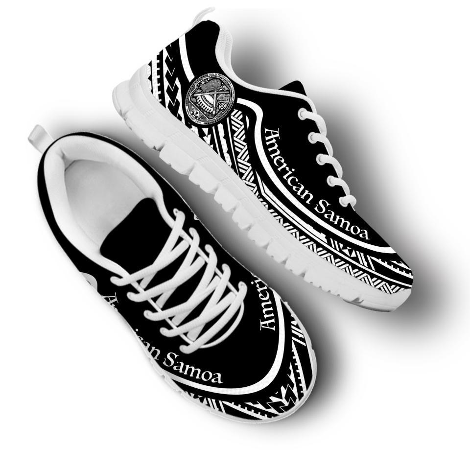 American Samoa Wave Sneakers Black White Color - Polynesian Pride