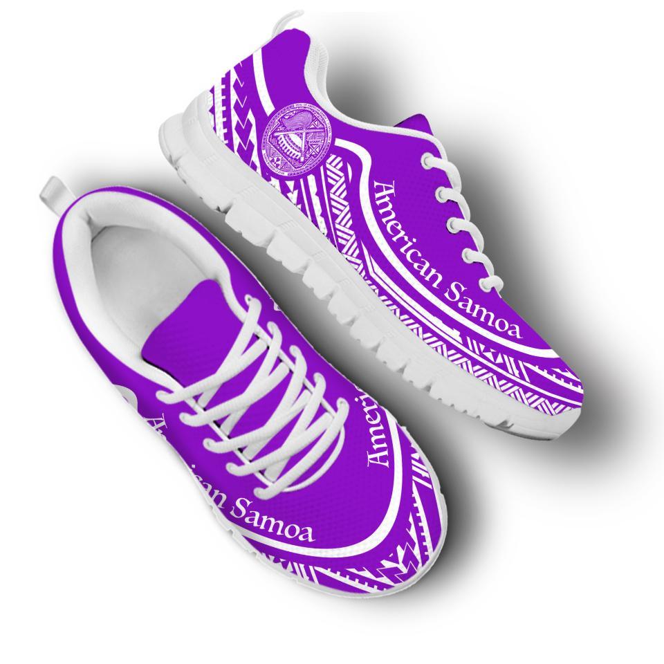 American Samoa Wave Sneakers White Purple Color - Polynesian Pride