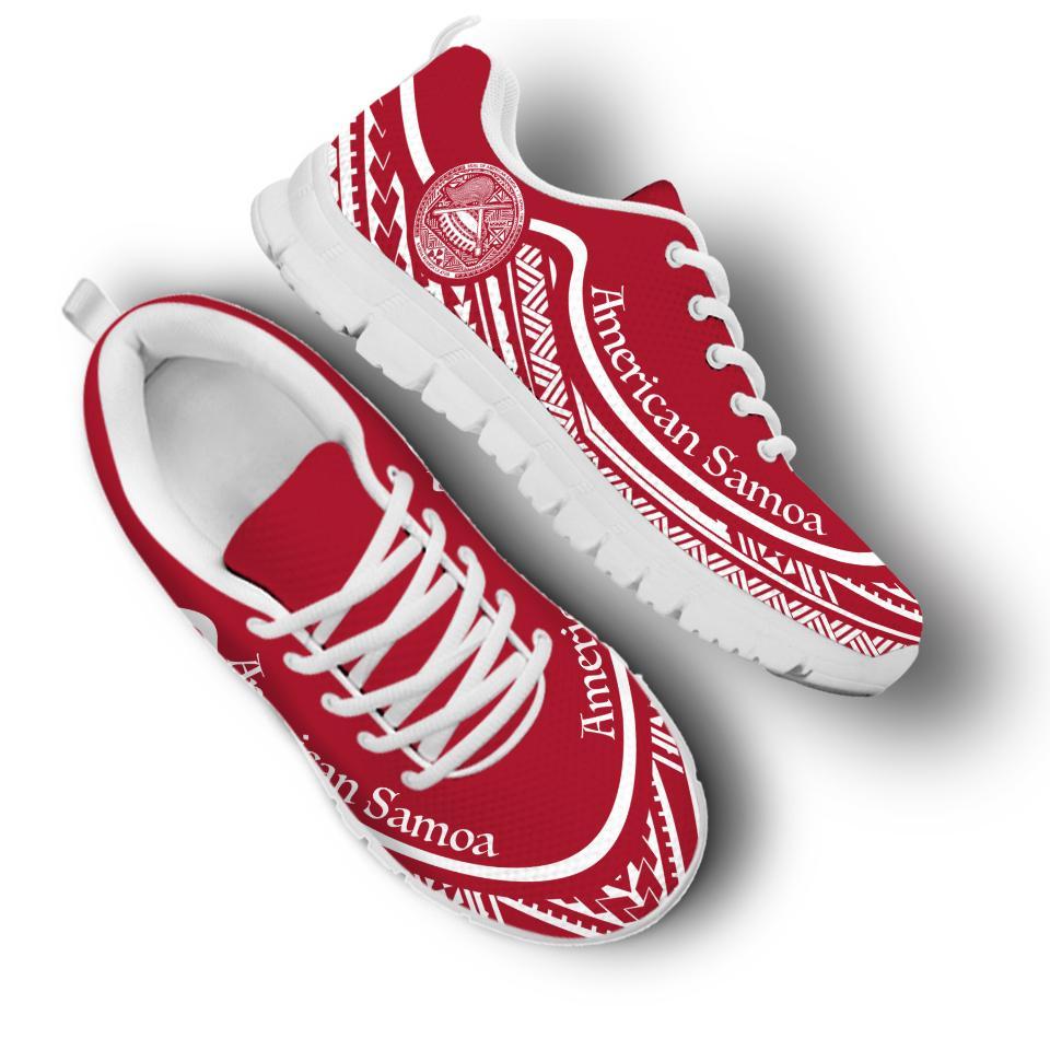 American Samoa Wave Sneakers White Red Color - Polynesian Pride