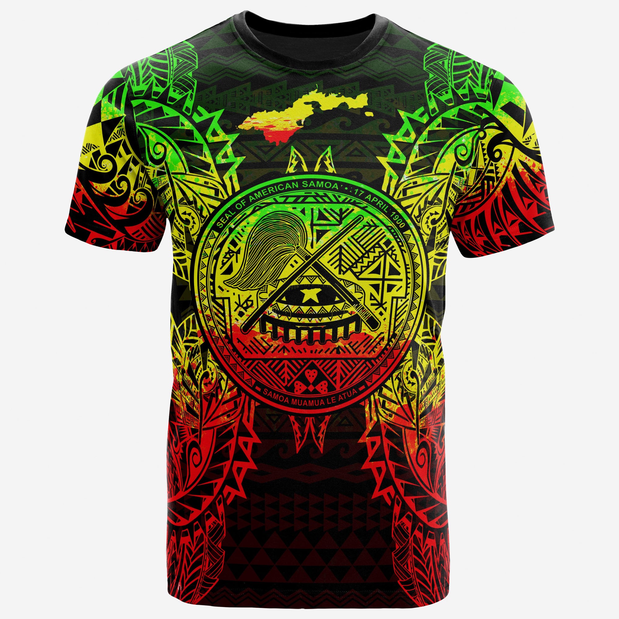 American Samoa T Shirt American Samoan Coat of Arms Map Polynesian Tattoo Reggae Unisex Reggae - Polynesian Pride