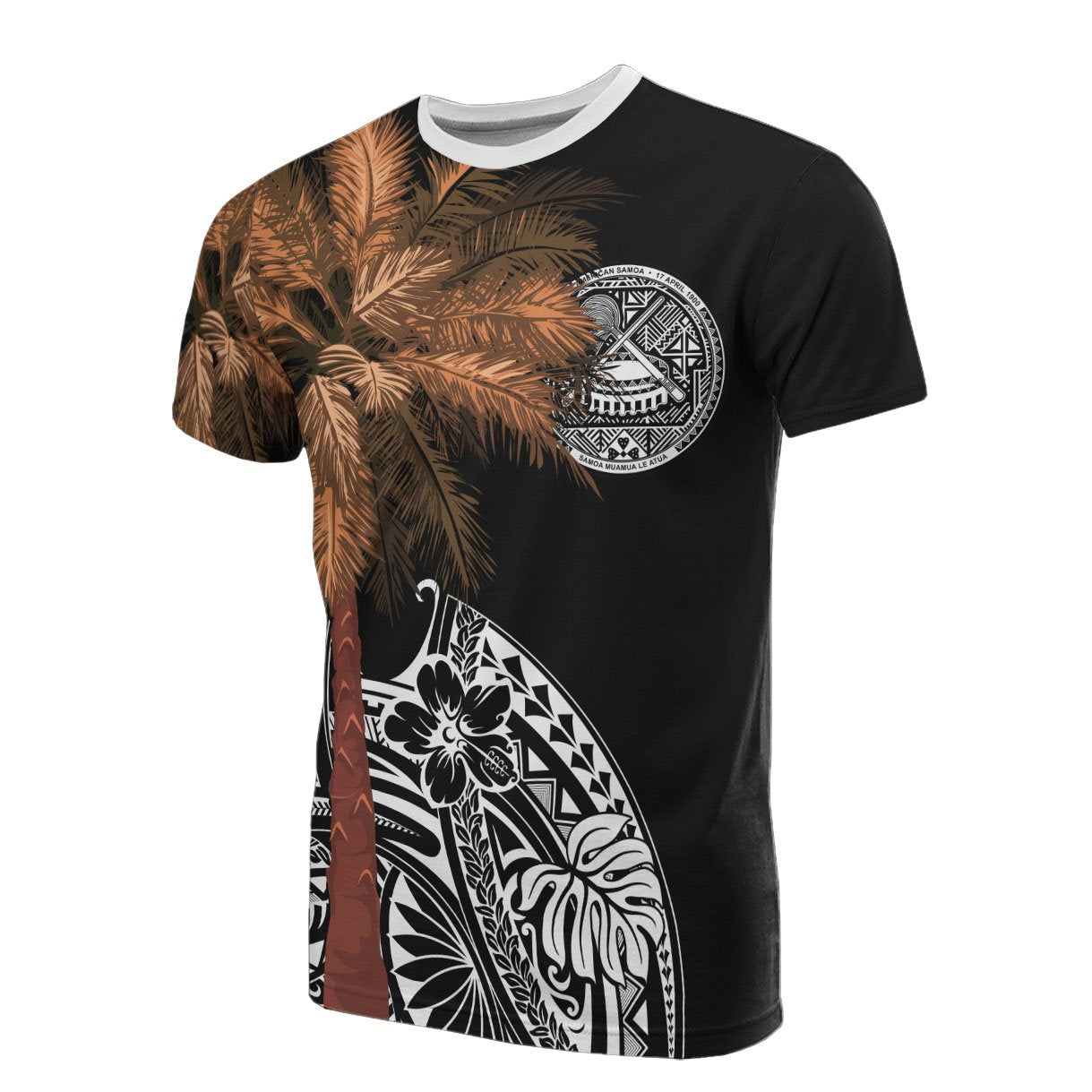 American Samoa T Shirt Polynesian Palm Tree Black Unisex Black - Polynesian Pride