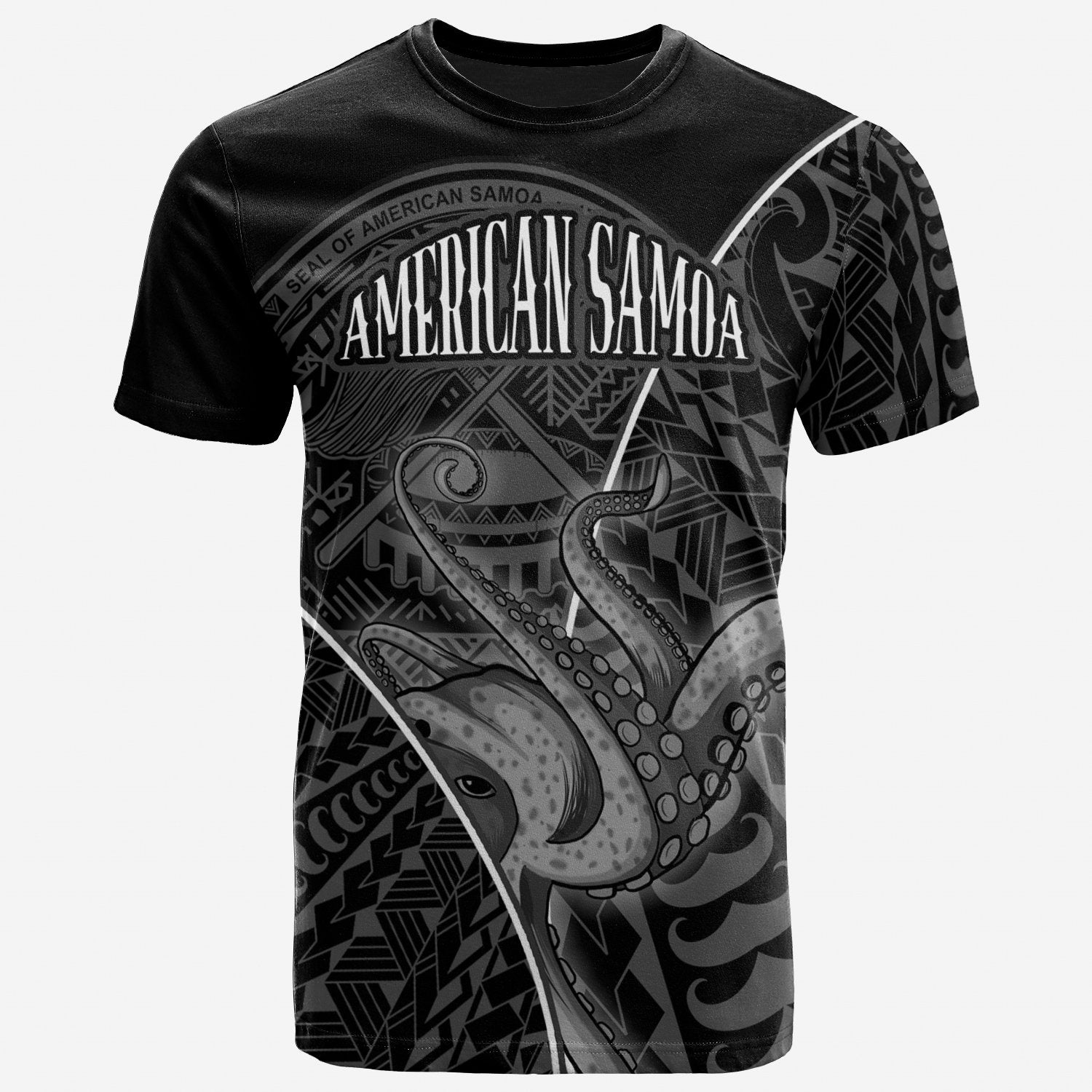 American Samoa T Shirt Octopus Style White Color Unisex Art - Polynesian Pride