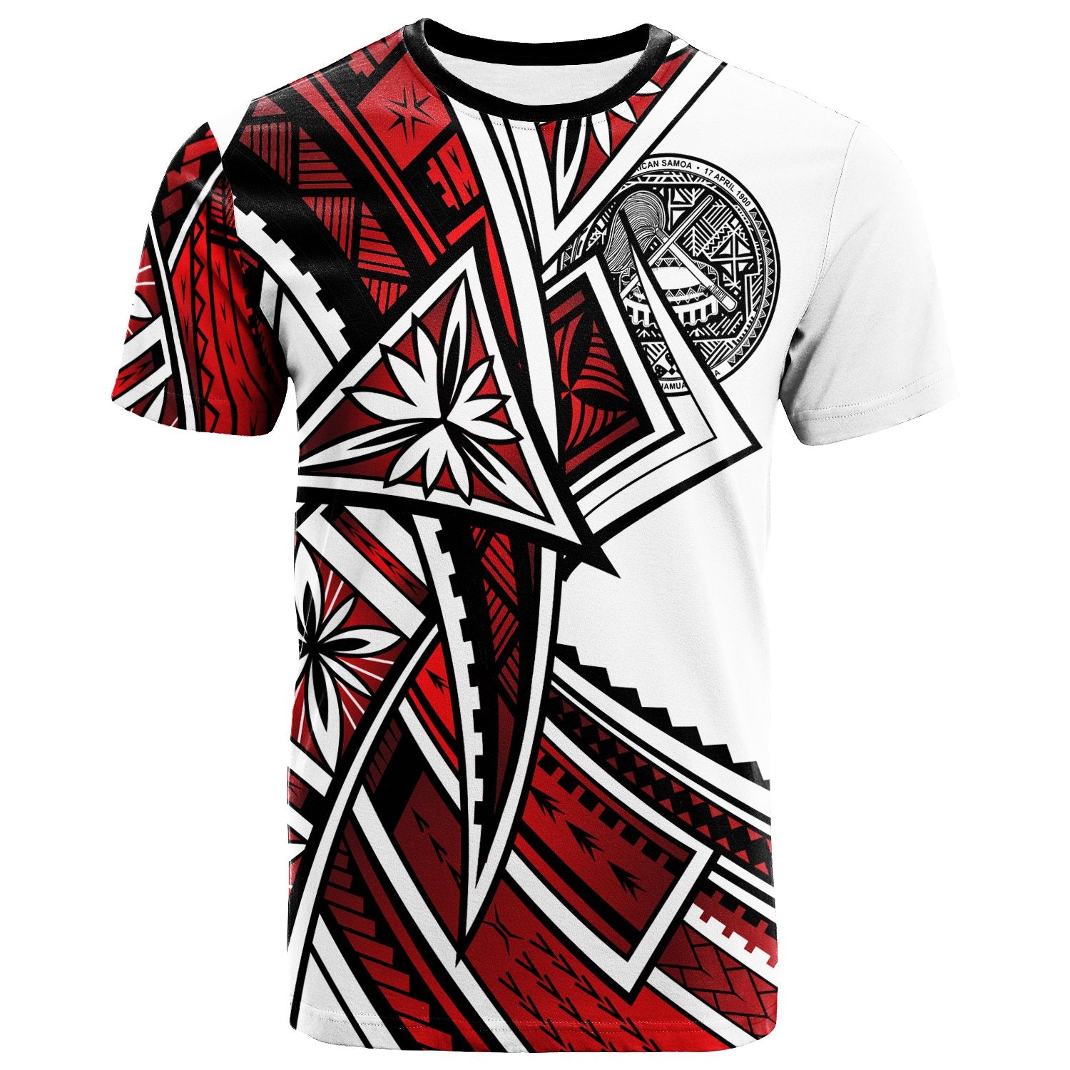 American Samoa T Shirt Tribal Flower Special Pattern Red Color Unisex Red - Polynesian Pride