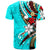 Tahiti T Shirt Tribal Flower With Special Turtles Blue Color - Polynesian Pride