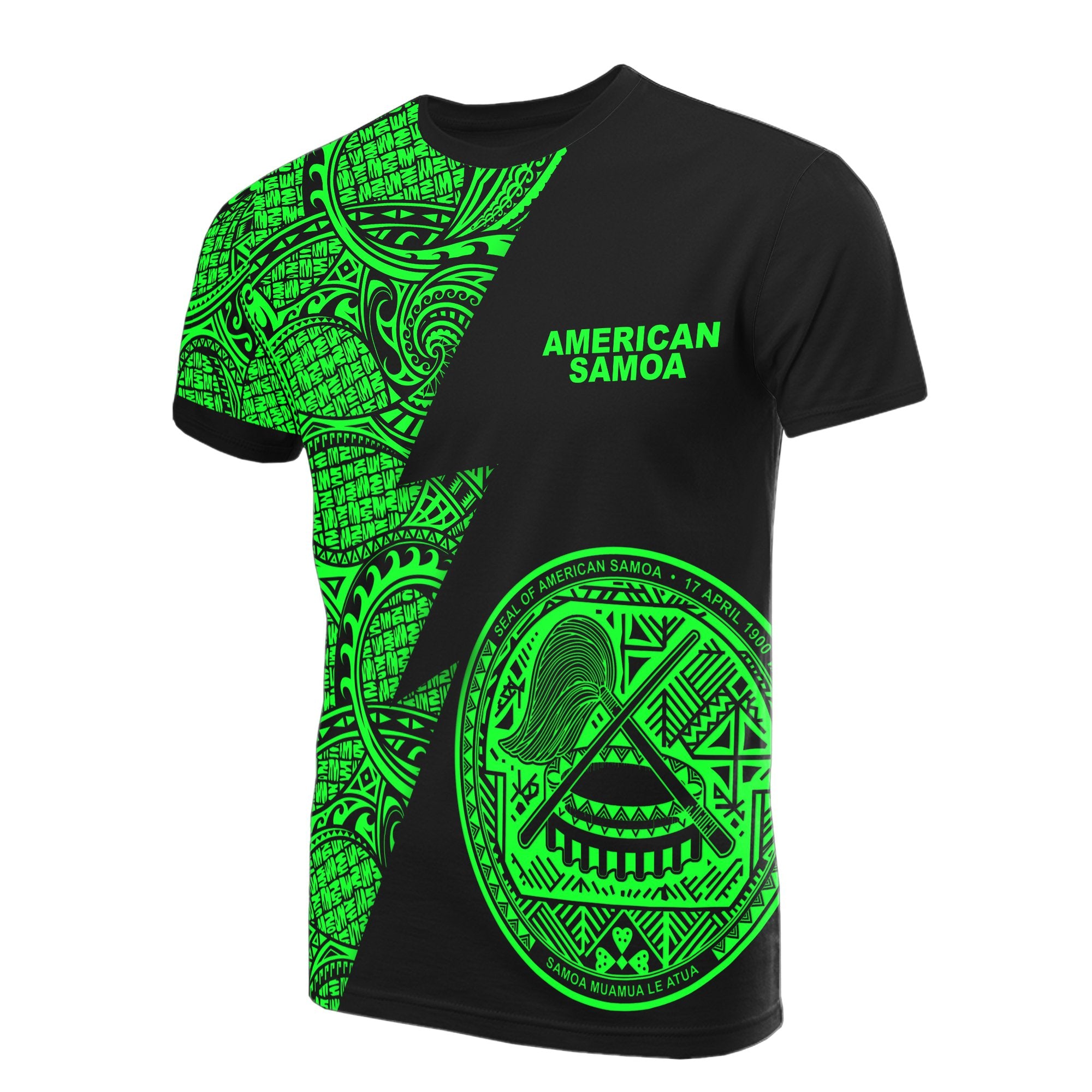 American Samoa T Shirt Polynesian Pattern Green Flash Style Unisex Green - Polynesian Pride