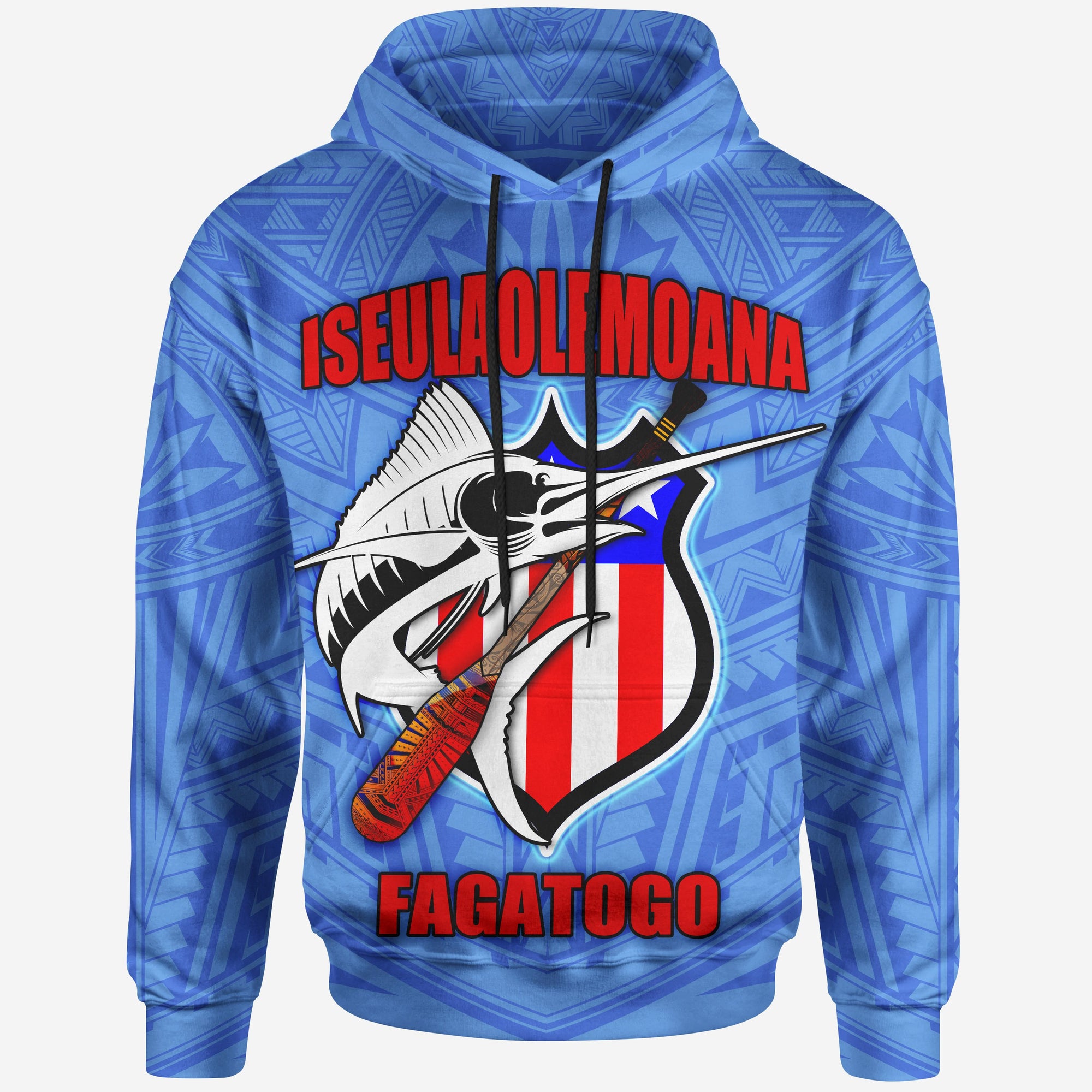 American Samoa Polynesian Hoodie Iseulaolemoana Fagatogo Unisex Blue - Polynesian Pride