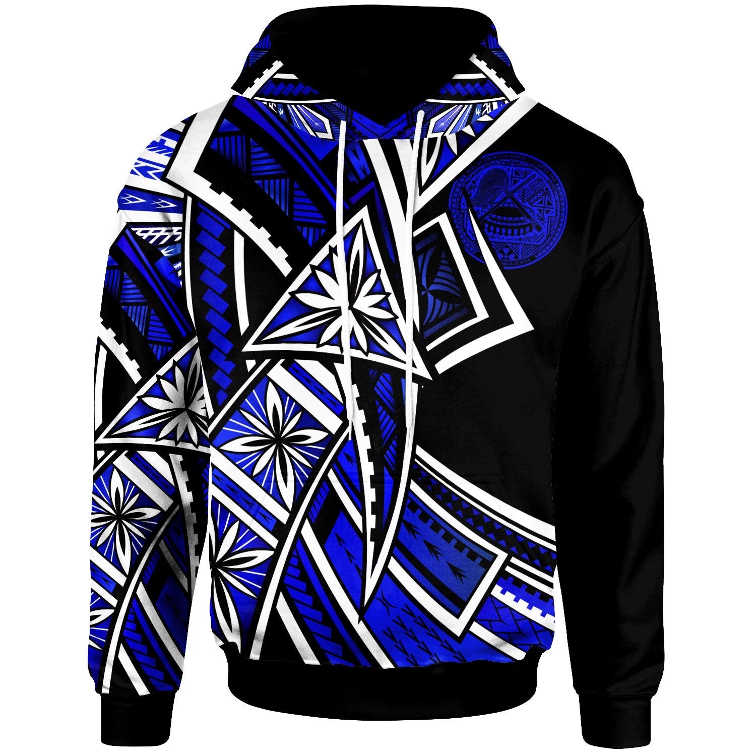 American Samoa Hoodie Tribal Flower Special Pattern Blue Color Unisex Blue - Polynesian Pride