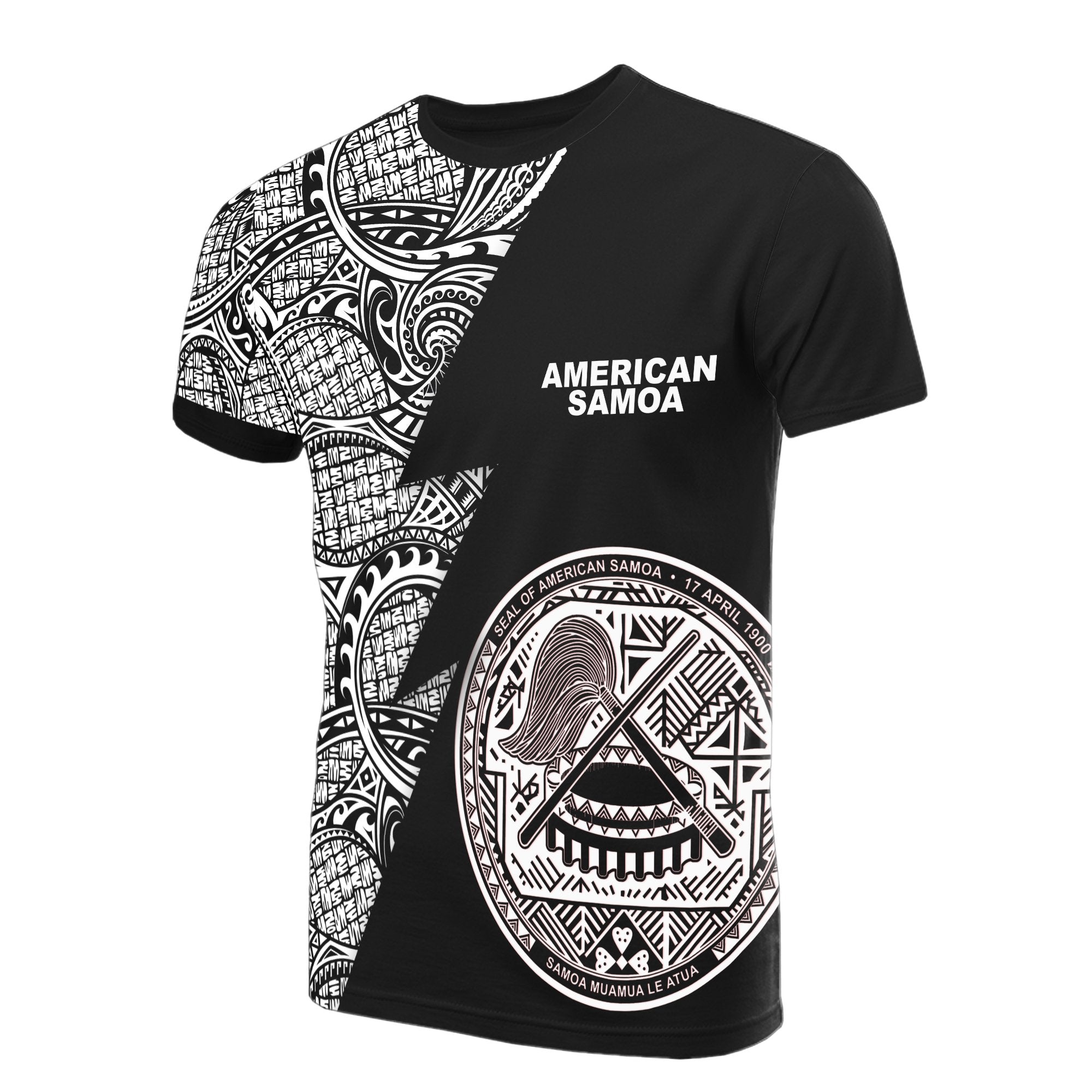 American Samoa T Shirt Polynesian Pattern White Flash Style Unisex White - Polynesian Pride