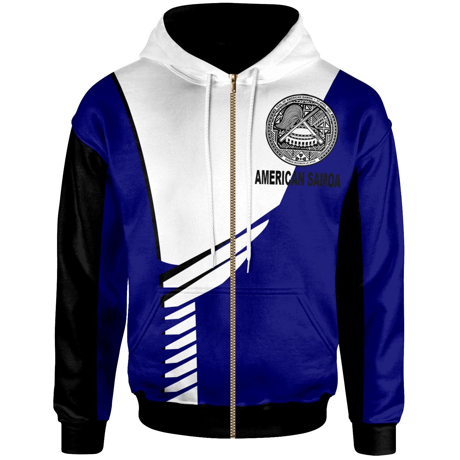 American Samoa Zip Hoodie Athletes Style Unisex Blue - Polynesian Pride