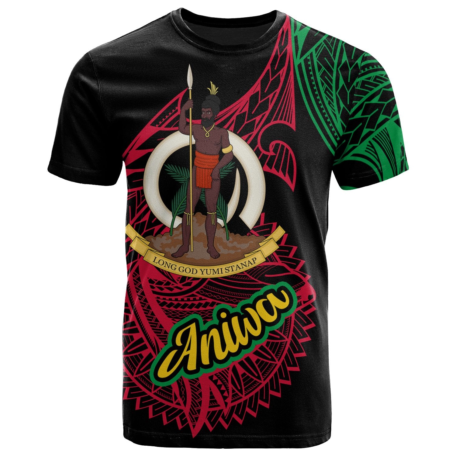 Vanuatu T Shirt Aniwa Seal of Vanuatu Special Style Unisex Black - Polynesian Pride