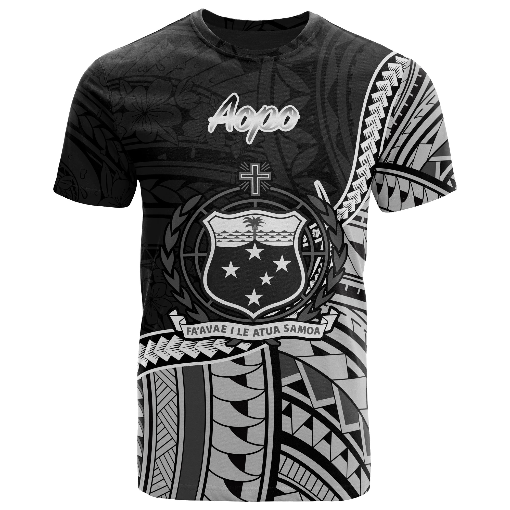 Samoa T Shirt Aopo Polynesian Patterns Unisex Black - Polynesian Pride